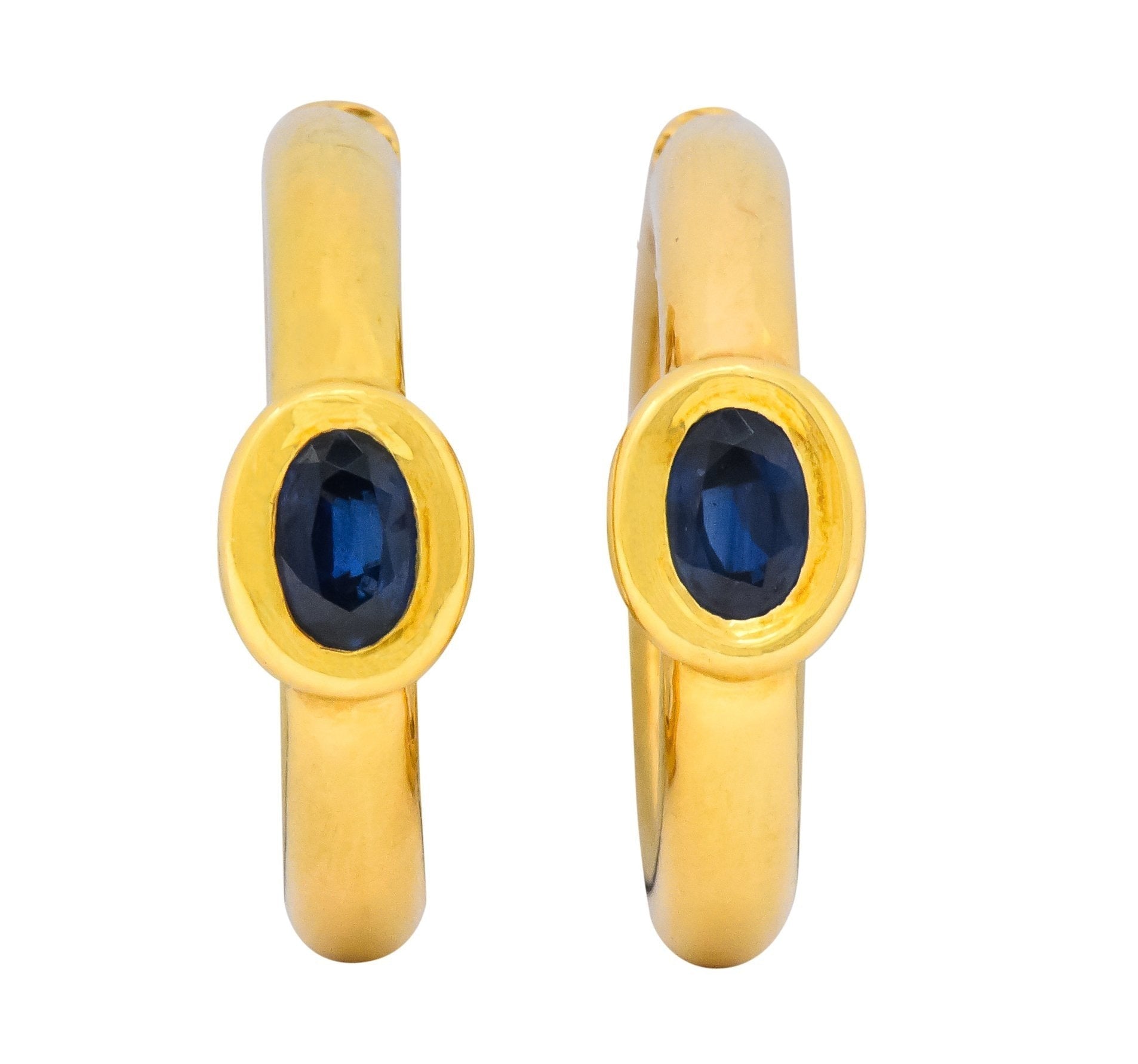 Chaumet Paris Vintage 1.00 CTW Sapphire 18 Karat Gold Hoop Earrings - Wilson's Estate Jewelry