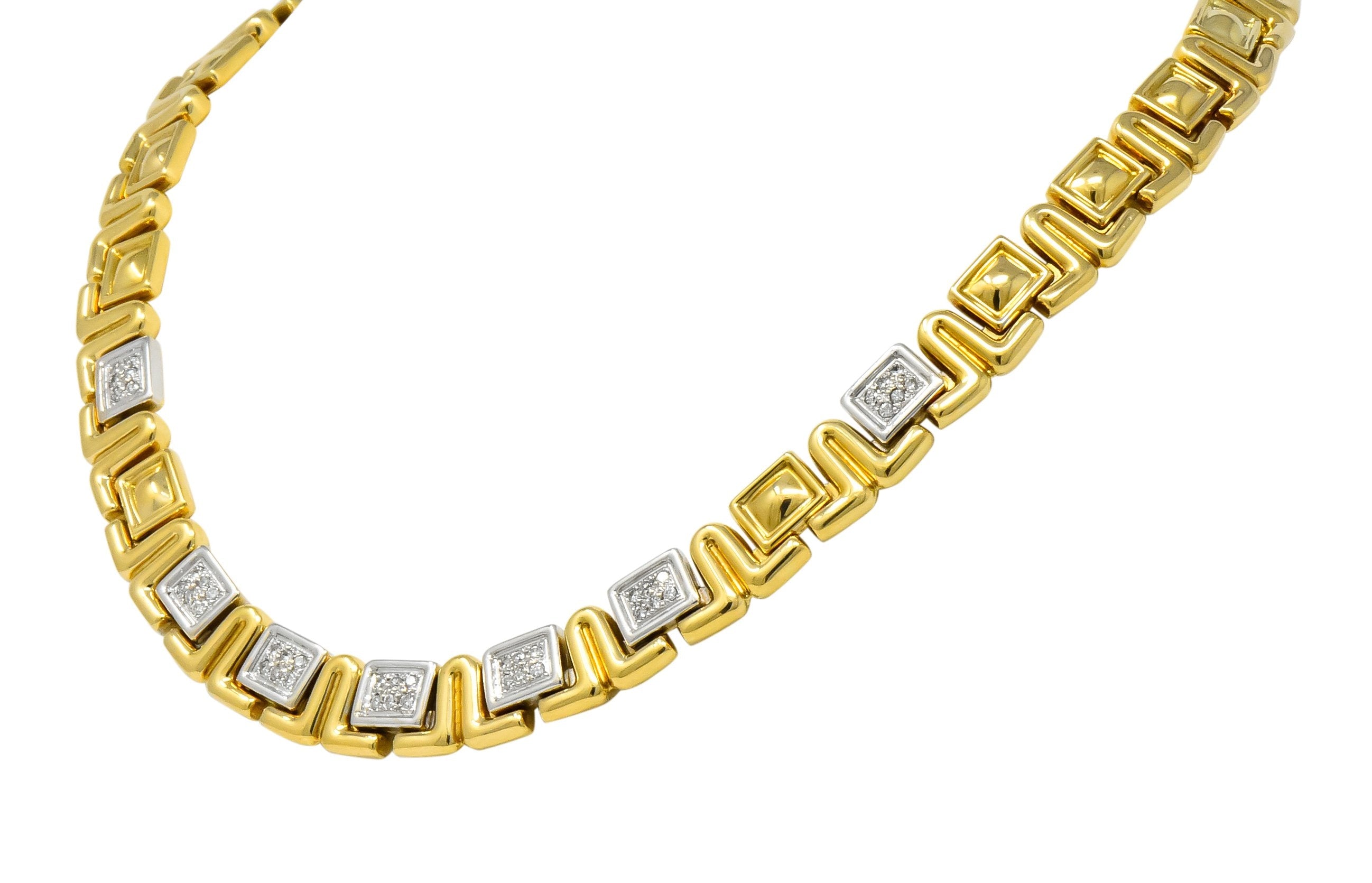 Chiampesan Modernist 0.85 CTW Diamond 18 Karat Two-Tone Gold Collar Necklace - Wilson's Estate Jewelry