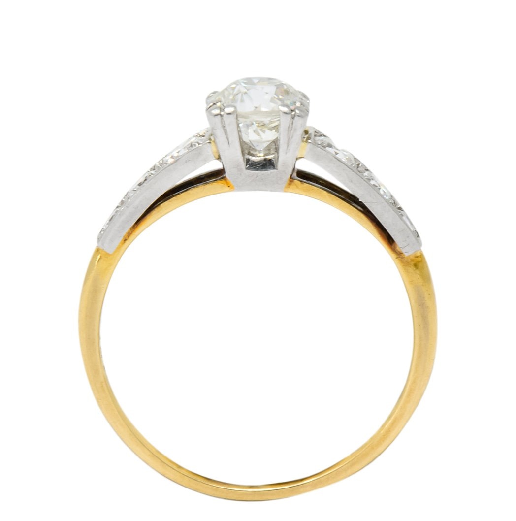 Circa 1910 Edwardian 0.89 CTW Diamond Platinum-Topped 14 Karat Gold Engagement Ring - Wilson's Estate Jewelry