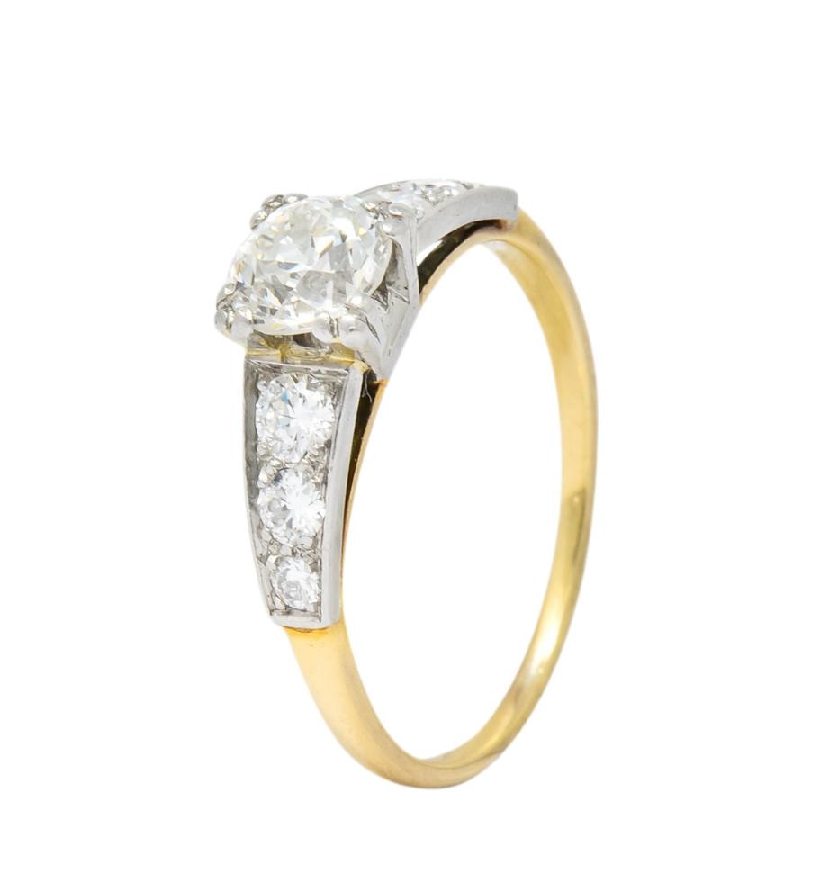 Circa 1910 Edwardian 0.89 CTW Diamond Platinum-Topped 14 Karat Gold Engagement Ring - Wilson's Estate Jewelry