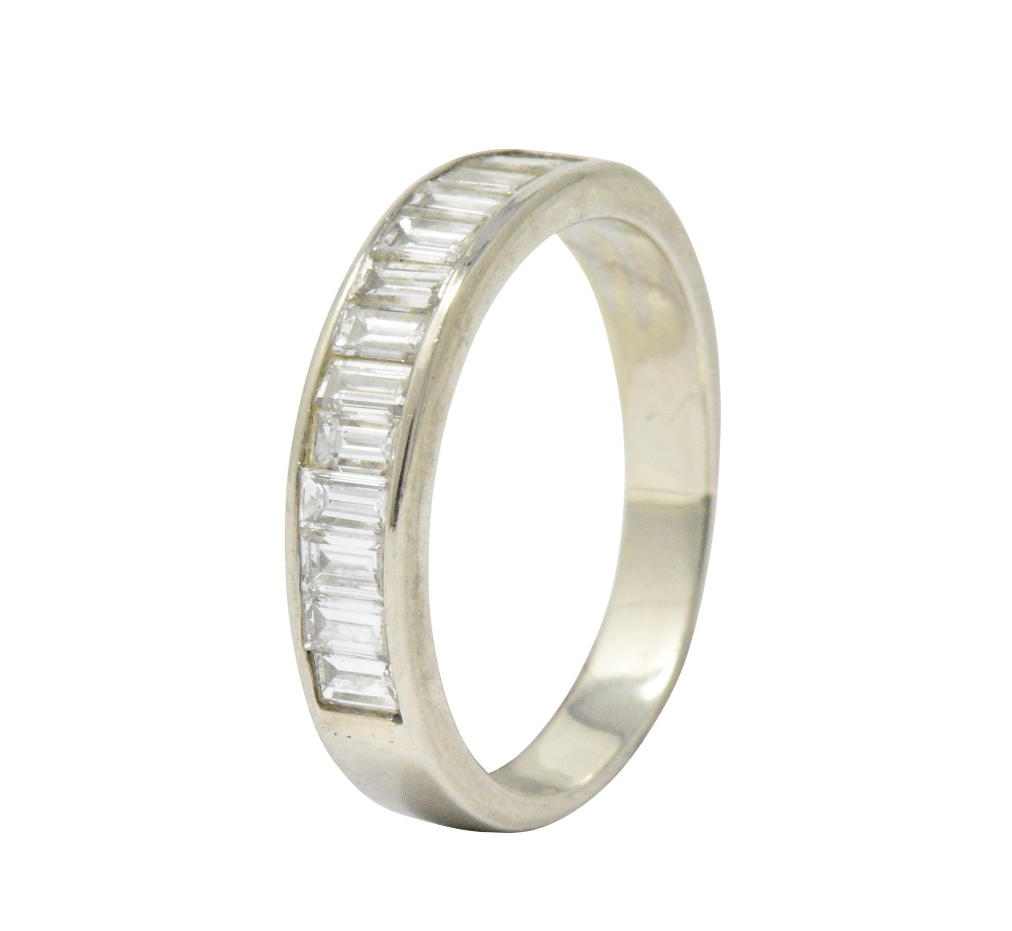 Contemporary 1.00 CTW Diamond 14 Karat White Gold Channel Band Ring Wilson's Estate Jewelry