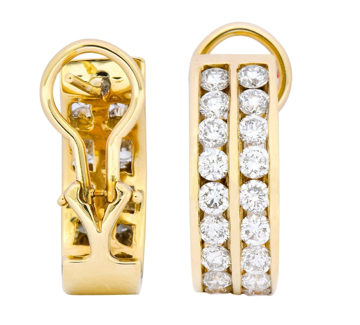 Contemporary 1.80 CTW Diamond 14 Karat Gold J Hoop Earrings - Wilson's Estate Jewelry