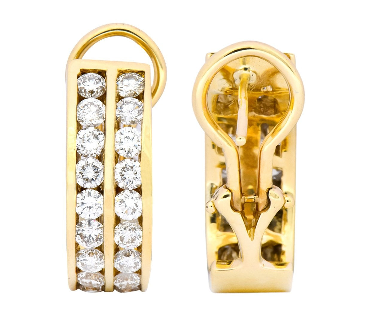 Contemporary 1.80 CTW Diamond 14 Karat Gold J Hoop Earrings - Wilson's Estate Jewelry