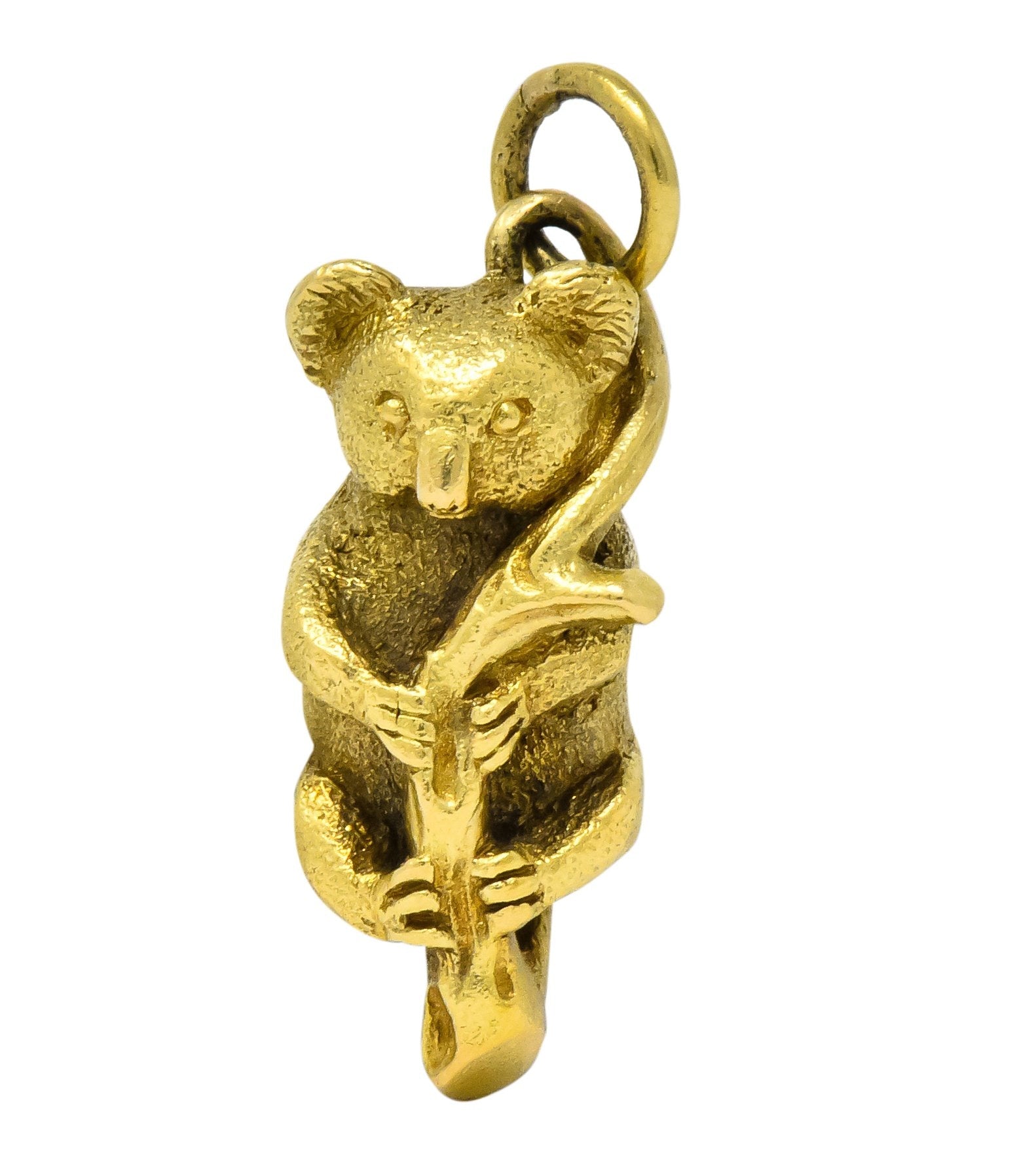 Contemporary 18 Karat Green Gold Realistic Koala Pendant Charm - Wilson's Estate Jewelry