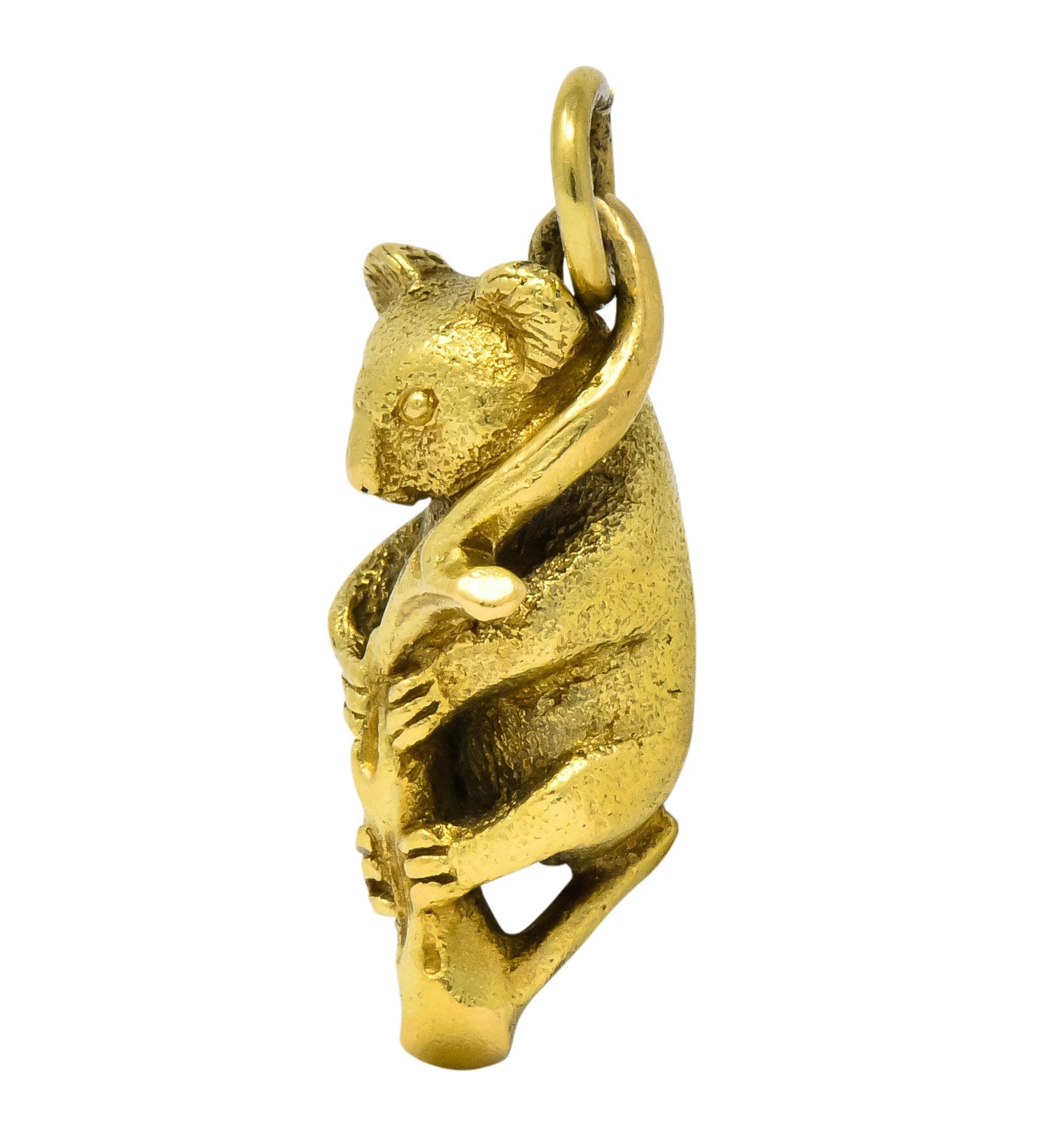 Contemporary 18 Karat Green Gold Realistic Koala Pendant Charm - Wilson's Estate Jewelry