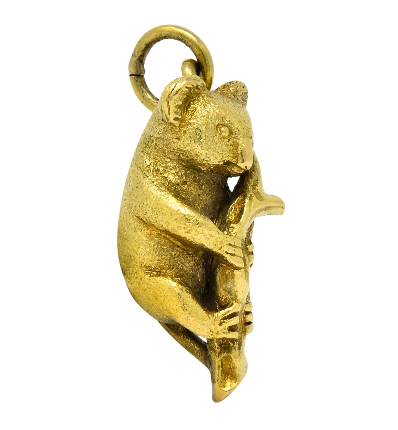 Contemporary 18 Karat Green Gold Realistic Koala Pendant Charm - Wilson's Estate Jewelry