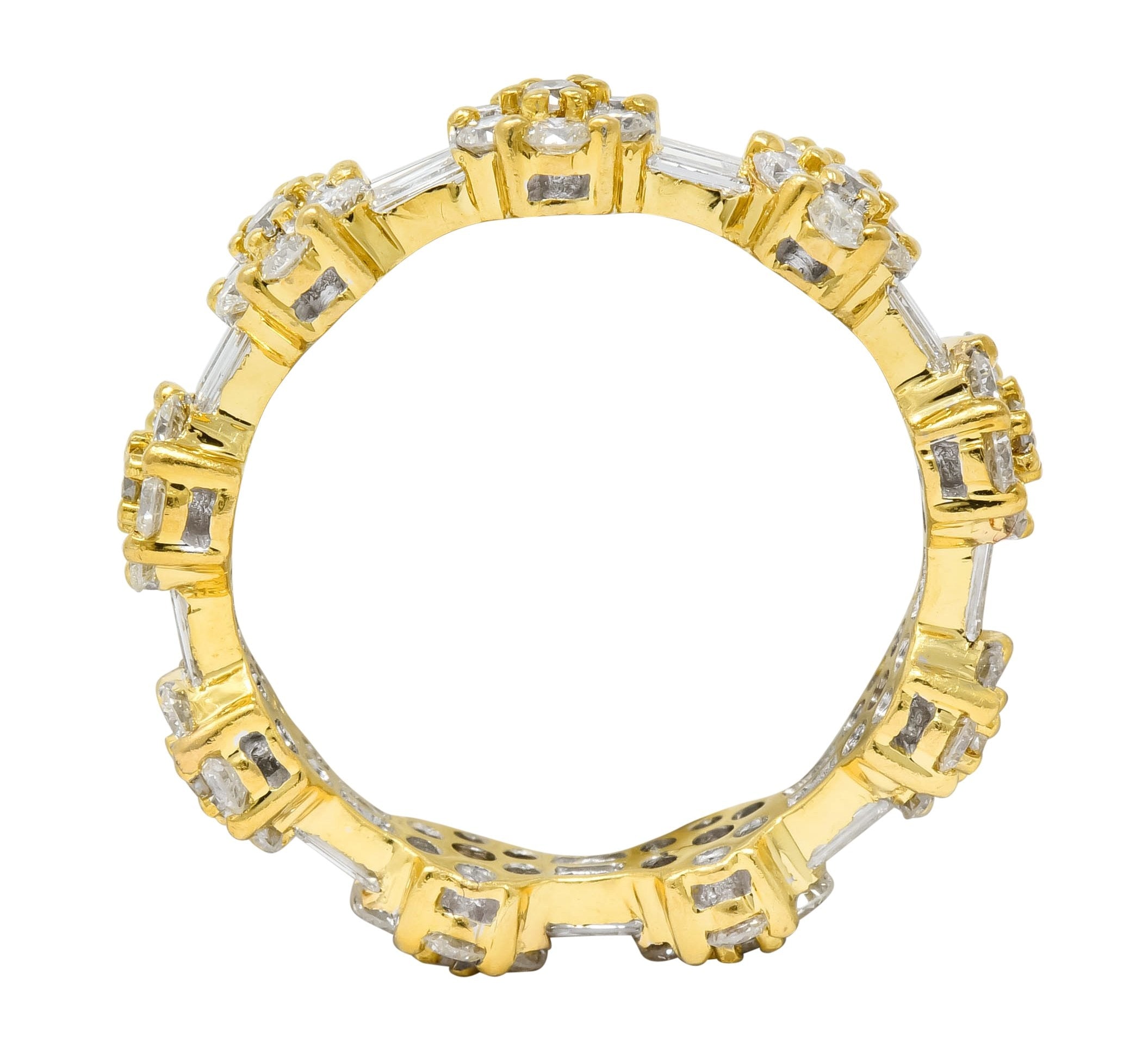 Contemporary 2.50 CTW Diamond 18 Karat Gold Cluster Eternity Band Ring - Wilson's Estate Jewelry