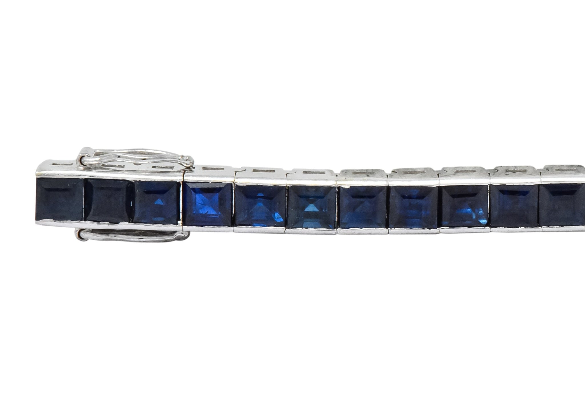 Vintage 9.15 CTW Sapphire 18 Karat White Gold Line Bracelet - Wilson's Estate Jewelry