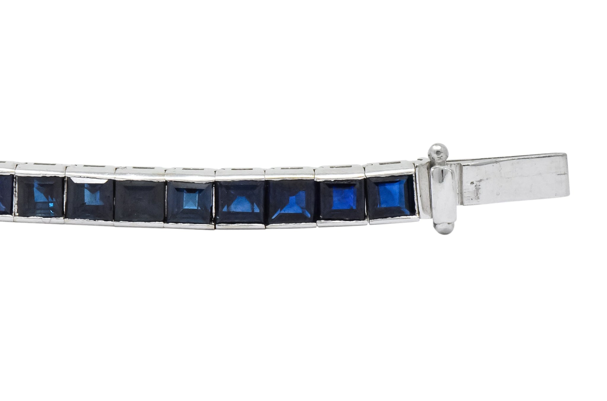 Vintage 9.15 CTW Sapphire 18 Karat White Gold Line Bracelet - Wilson's Estate Jewelry