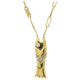 Contemporary Diamond 18 Karat Yellow Gold Articulated Fish Pendant Necklace Italy - Wilson's Estate Jewelry