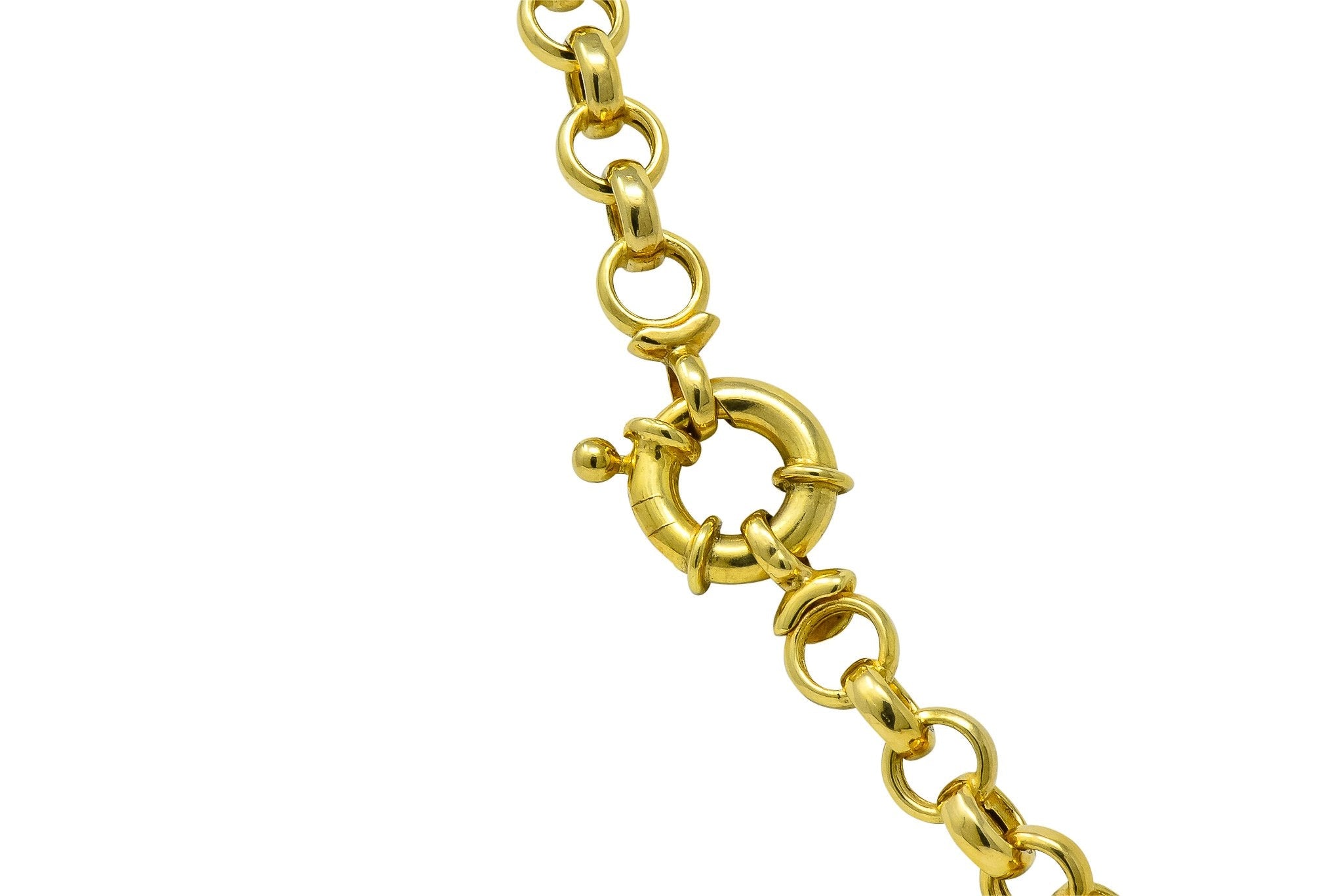 Contemporary Italian 14 Karat Gold Rolo Link Chain Necklace - Wilson's Estate Jewelry