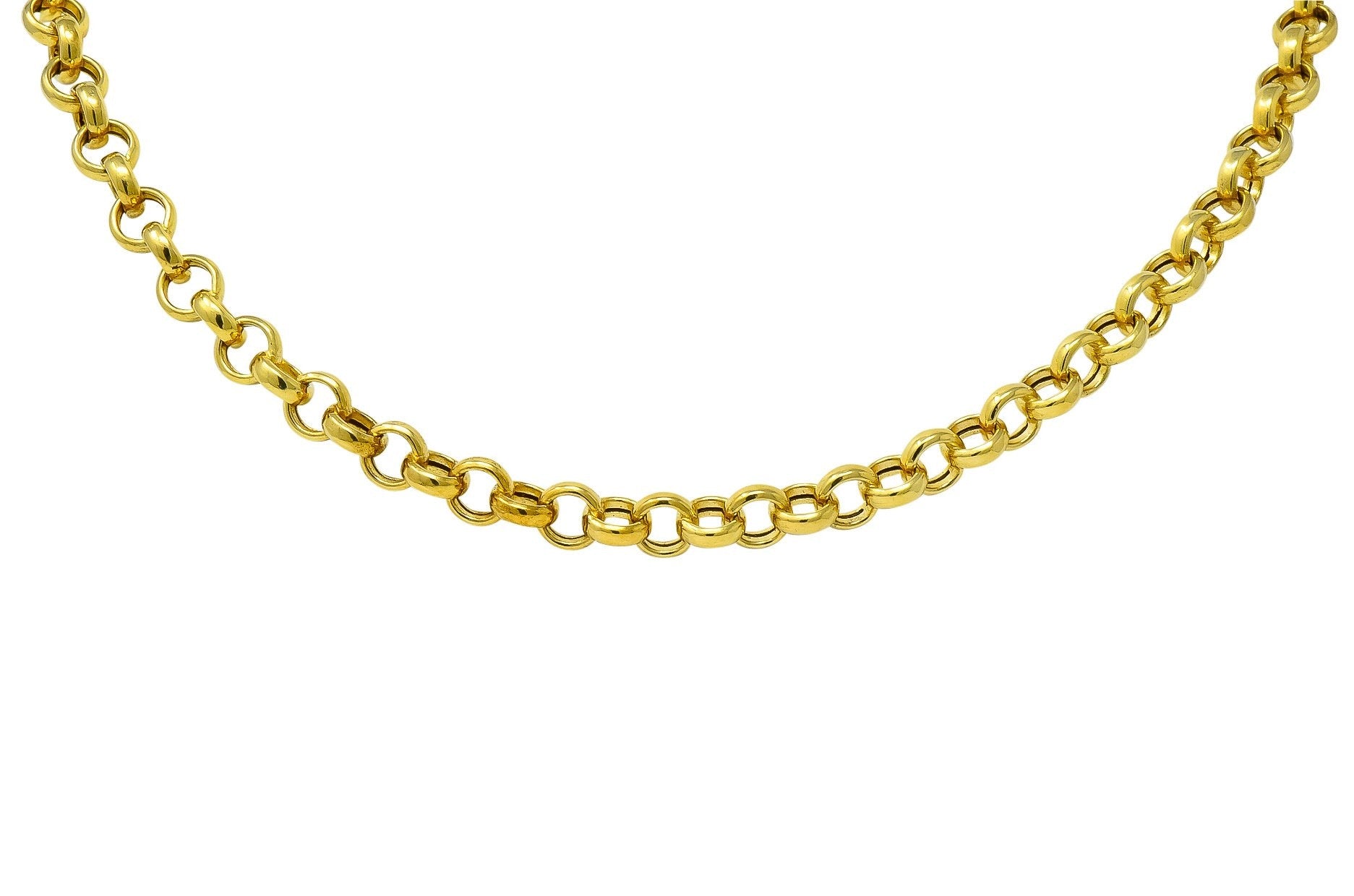 Contemporary Italian 14 Karat Gold Rolo Link Chain Necklace - Wilson's Estate Jewelry