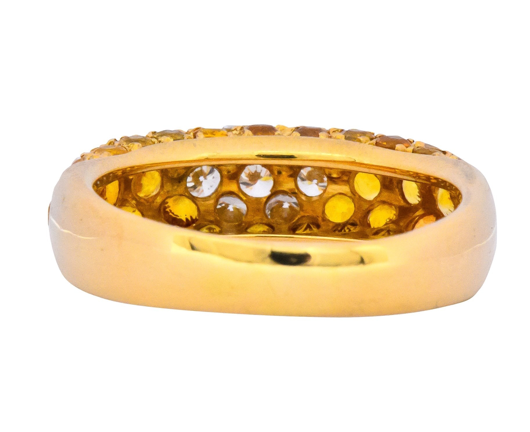 Contemporary Italian 3.85 CTW Diamond Yellow Sapphire 18 Karat Gold Ring - Wilson's Estate Jewelry