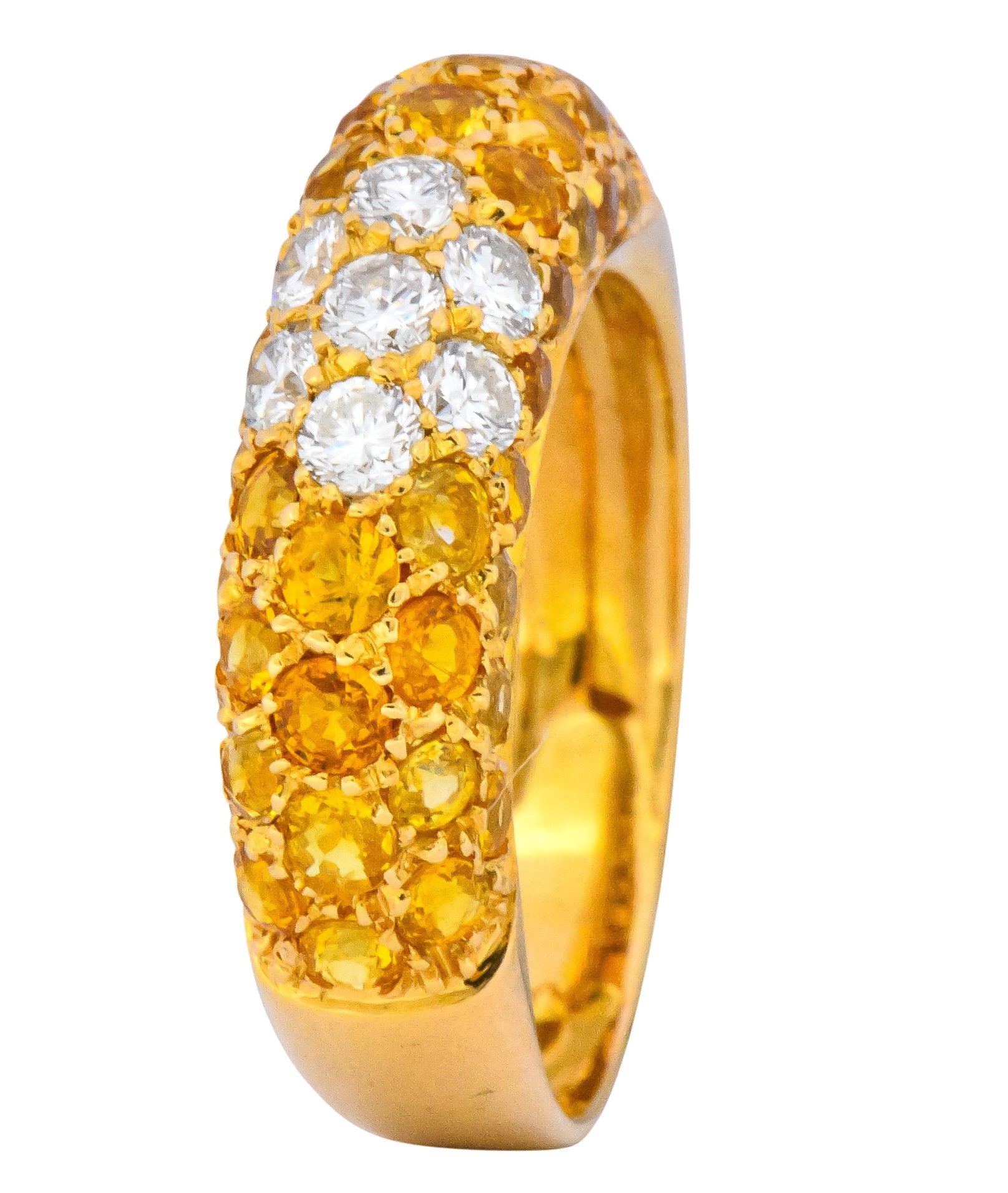 Contemporary Italian 3.85 CTW Diamond Yellow Sapphire 18 Karat Gold Ring - Wilson's Estate Jewelry