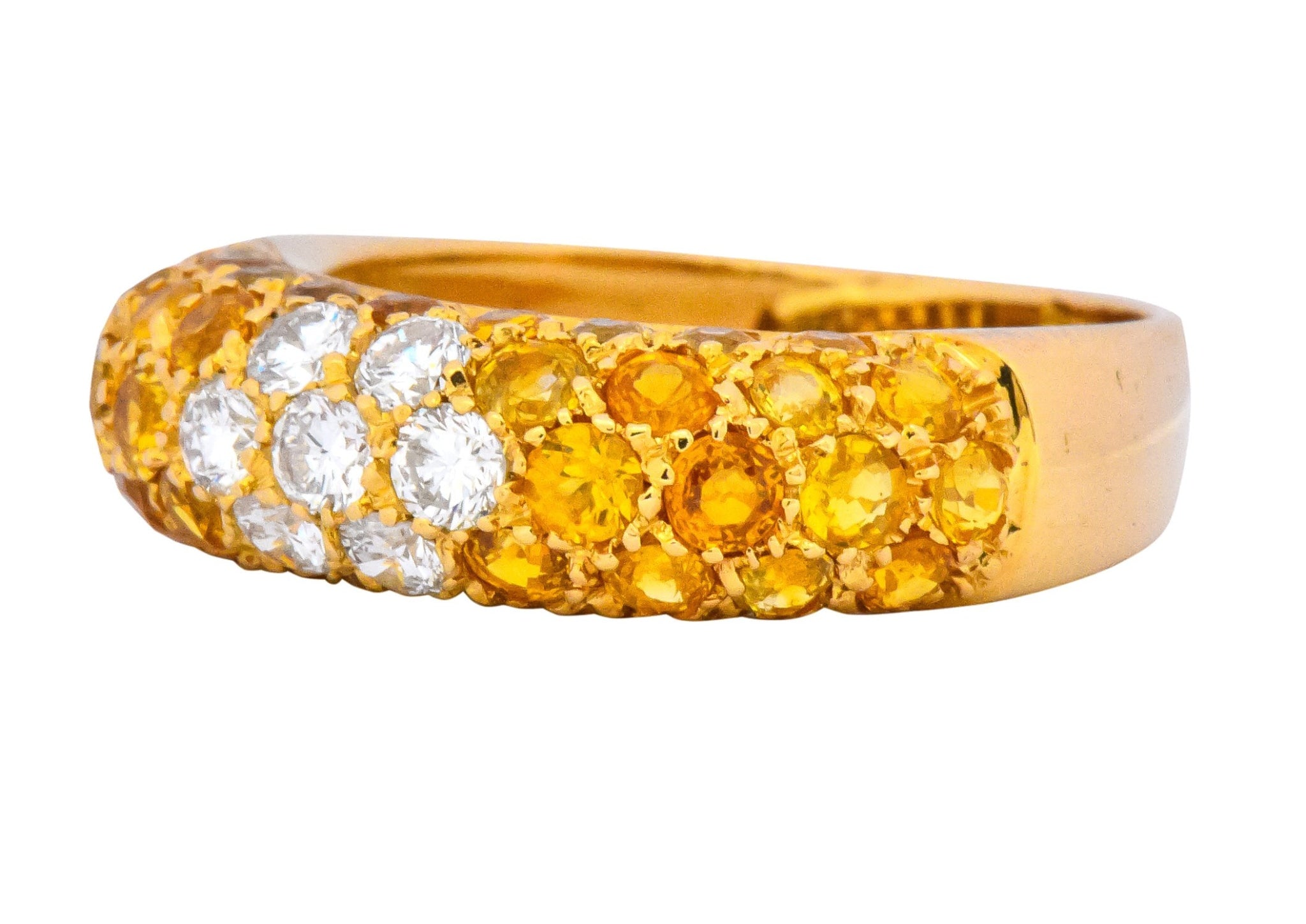 Contemporary Italian 3.85 CTW Diamond Yellow Sapphire 18 Karat Gold Ring - Wilson's Estate Jewelry