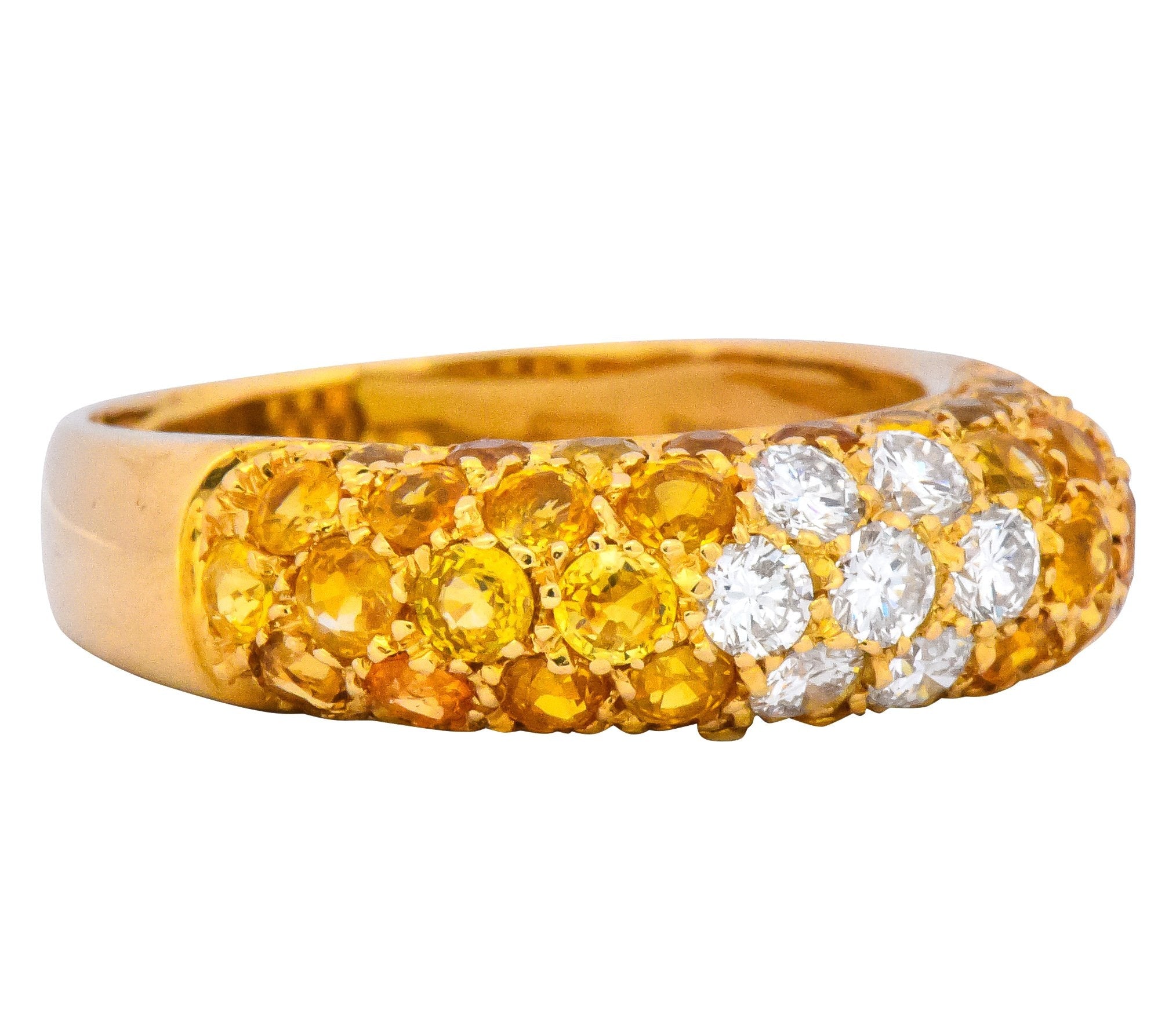 Contemporary Italian 3.85 CTW Diamond Yellow Sapphire 18 Karat Gold Ring - Wilson's Estate Jewelry