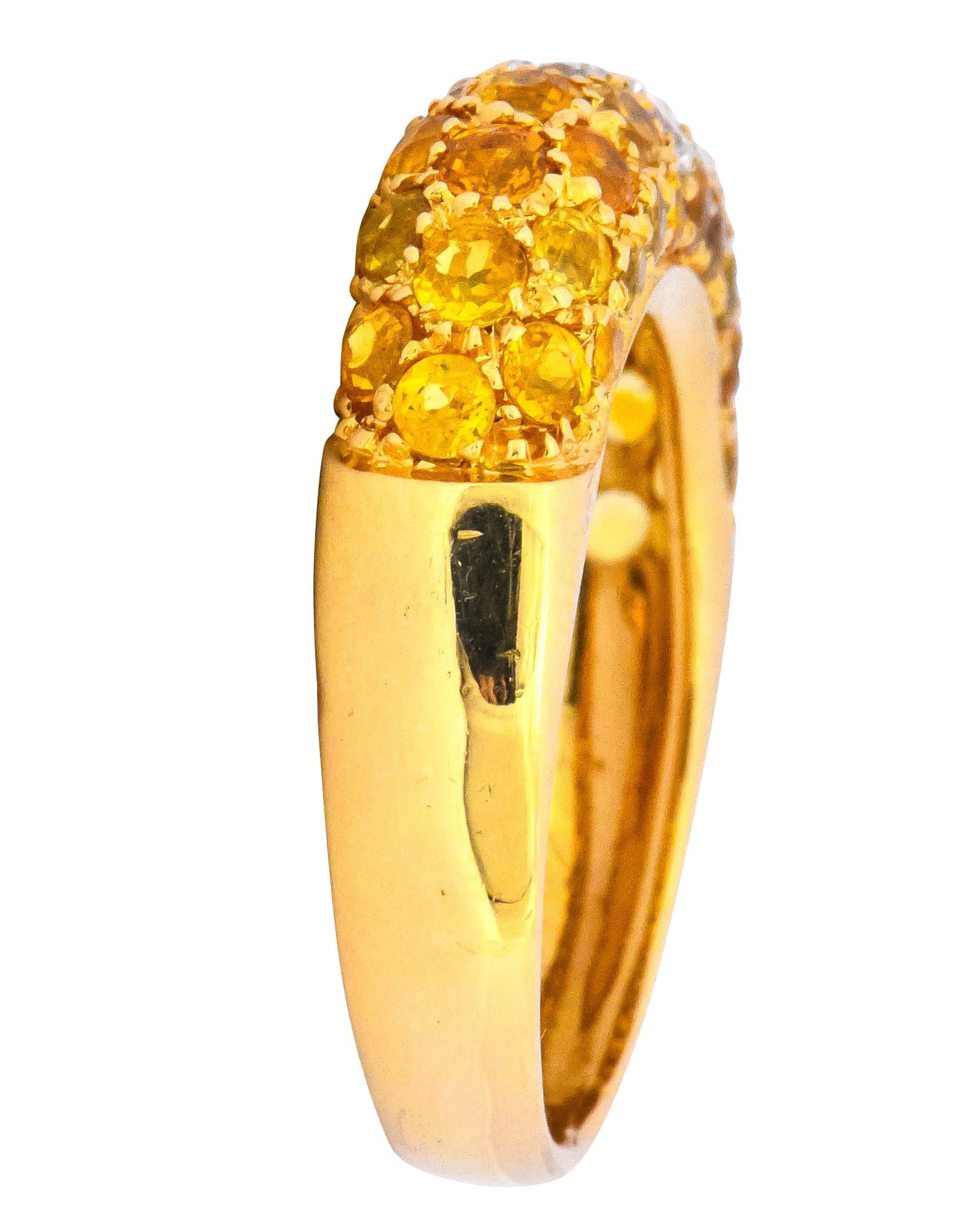 Contemporary Italian 3.85 CTW Diamond Yellow Sapphire 18 Karat Gold Ring - Wilson's Estate Jewelry
