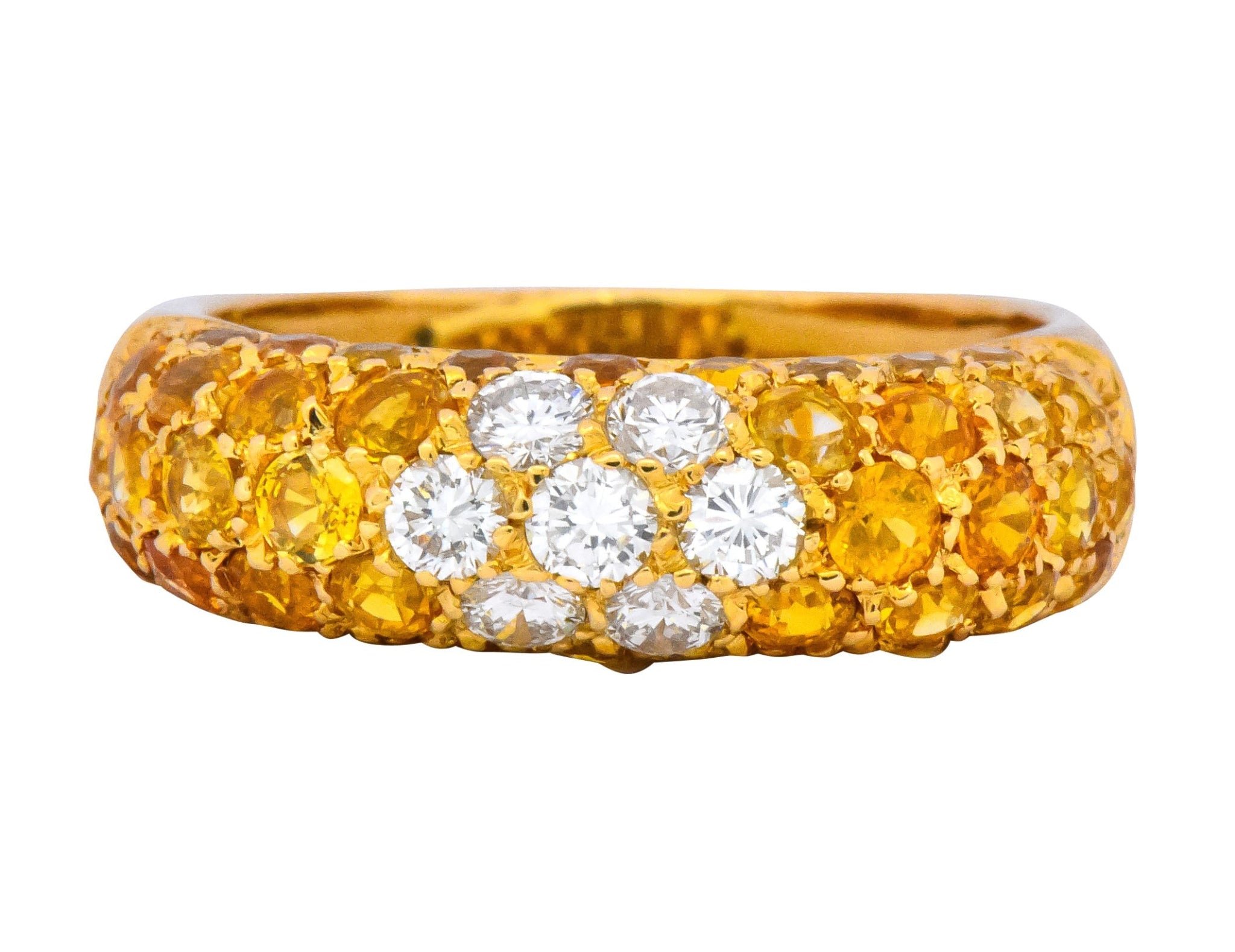 Contemporary Italian 3.85 CTW Diamond Yellow Sapphire 18 Karat Gold Ring - Wilson's Estate Jewelry