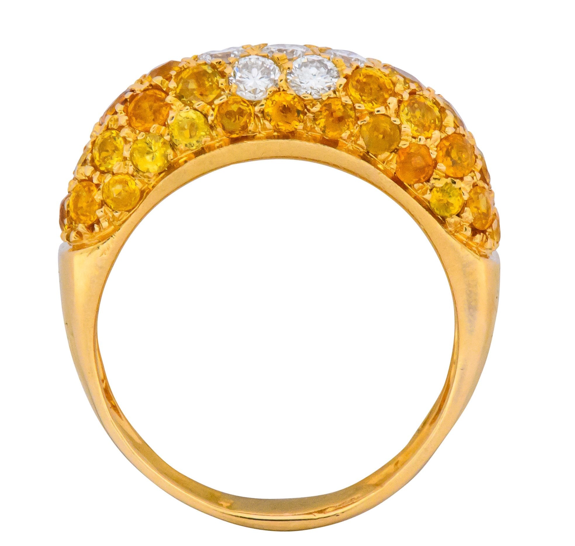 Contemporary Italian 3.85 CTW Diamond Yellow Sapphire 18 Karat Gold Ring - Wilson's Estate Jewelry