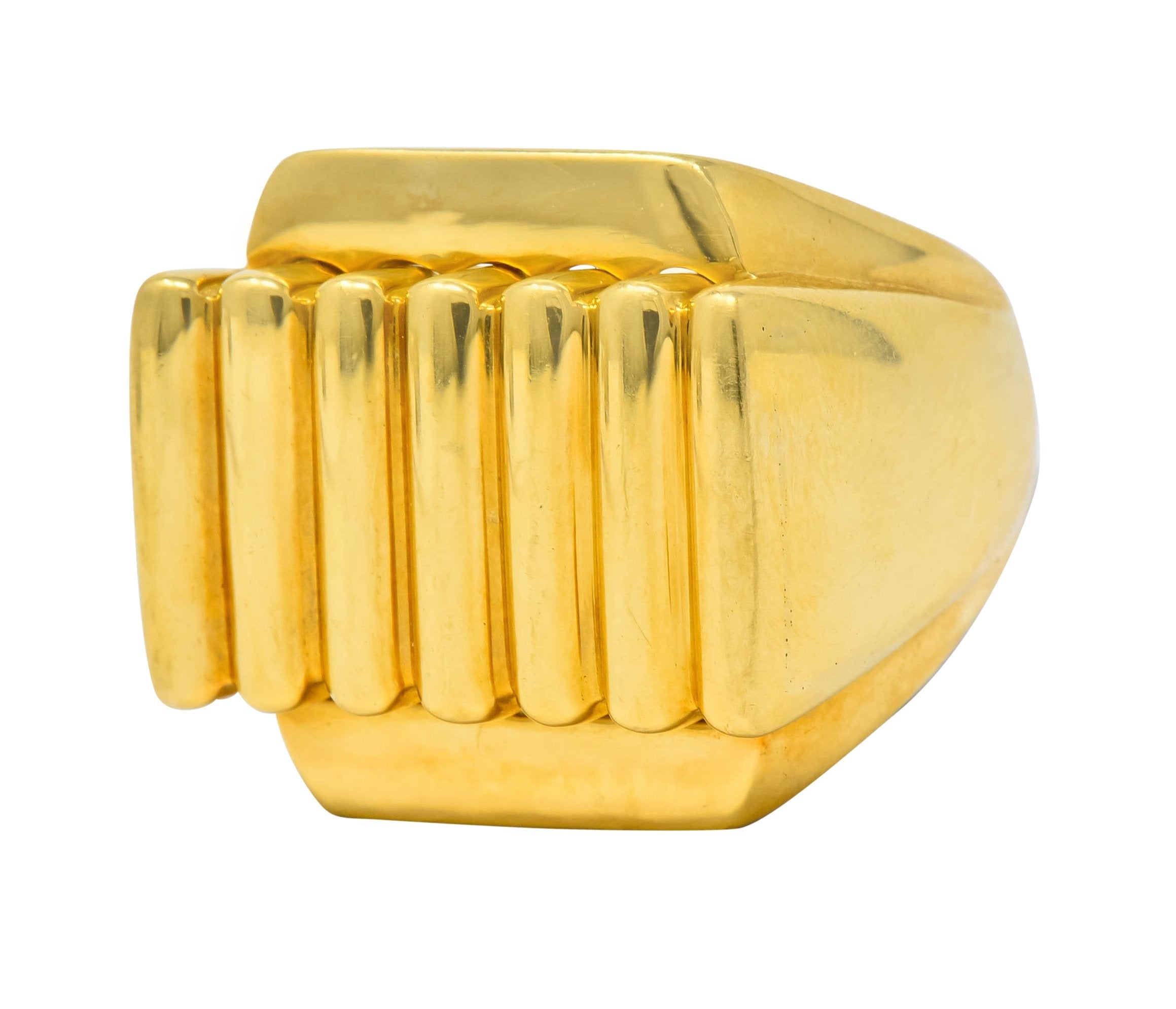 David Webb Vintage 18 Karat Yellow Gold Ridged Band Ring Circa 1960's - Wilson's Estate Jewelry