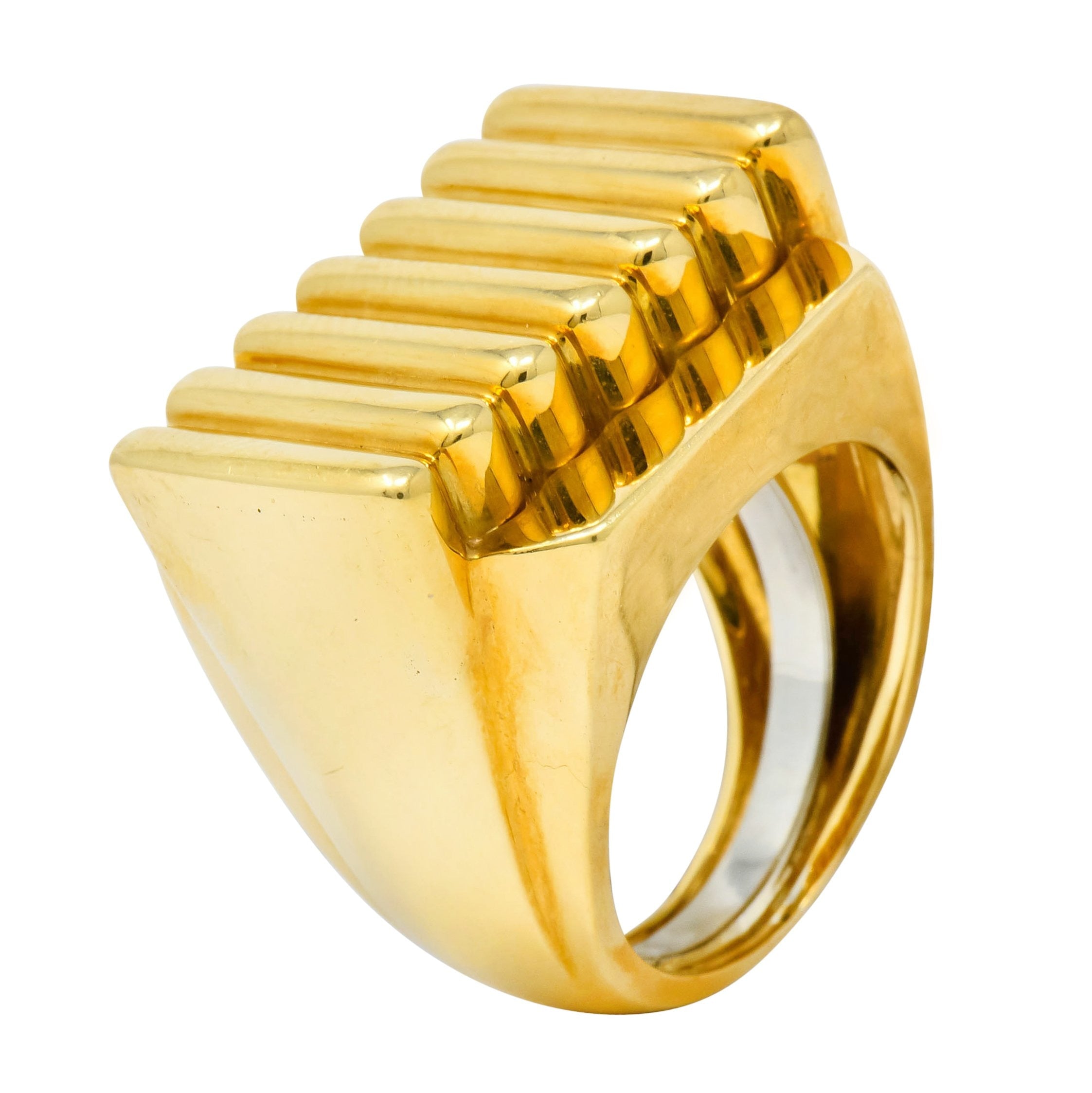 David Webb Vintage 18 Karat Yellow Gold Ridged Band Ring Circa 1960's - Wilson's Estate Jewelry