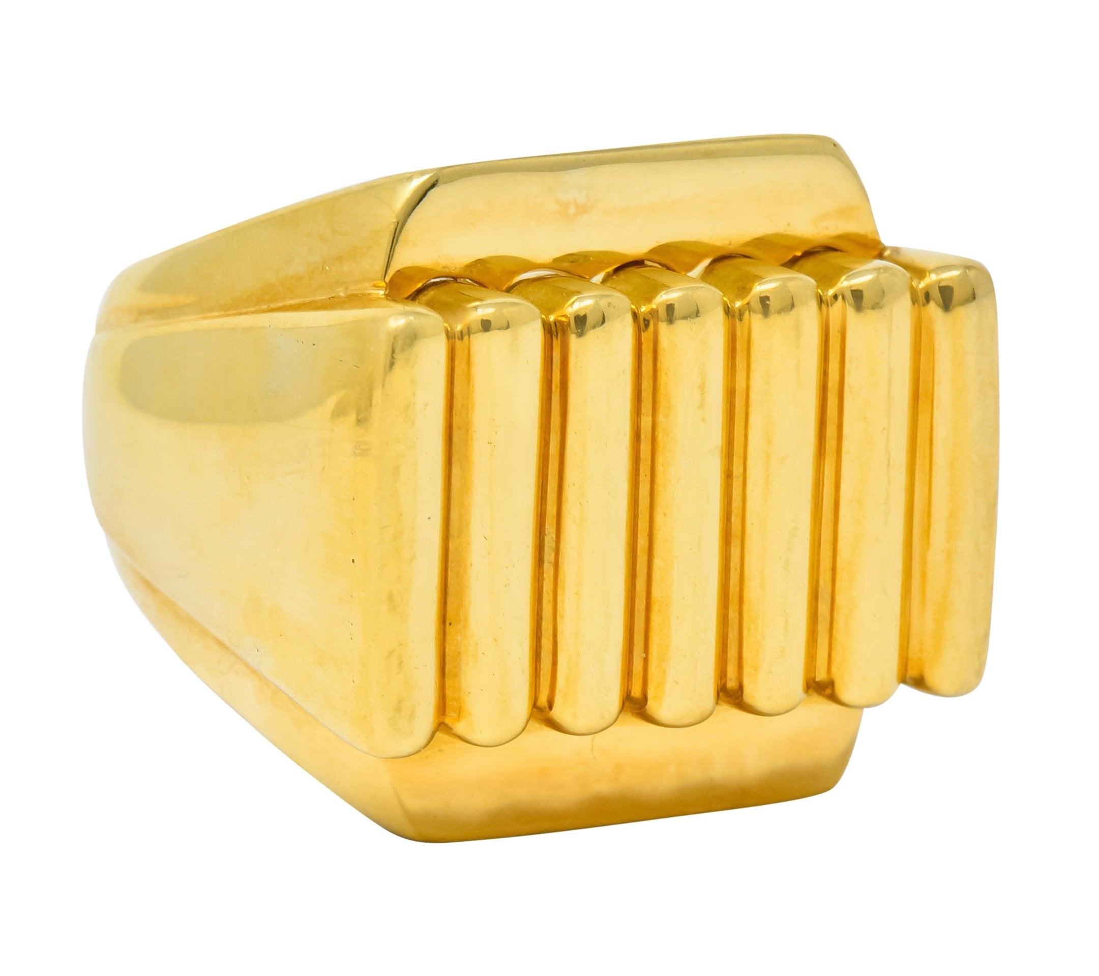 David Webb Vintage 18 Karat Yellow Gold Ridged Band Ring Circa 1960's - Wilson's Estate Jewelry