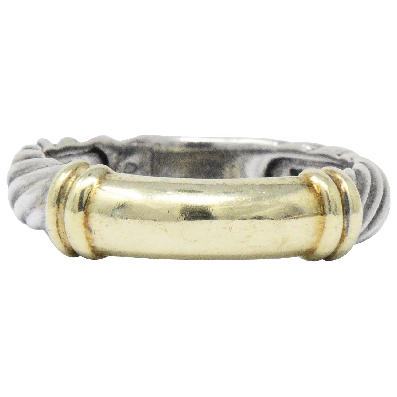 David Yurman 14 Karat Gold Sterling Silver Metro Cable Stack Band Ring Wilson's Estate Jewelry