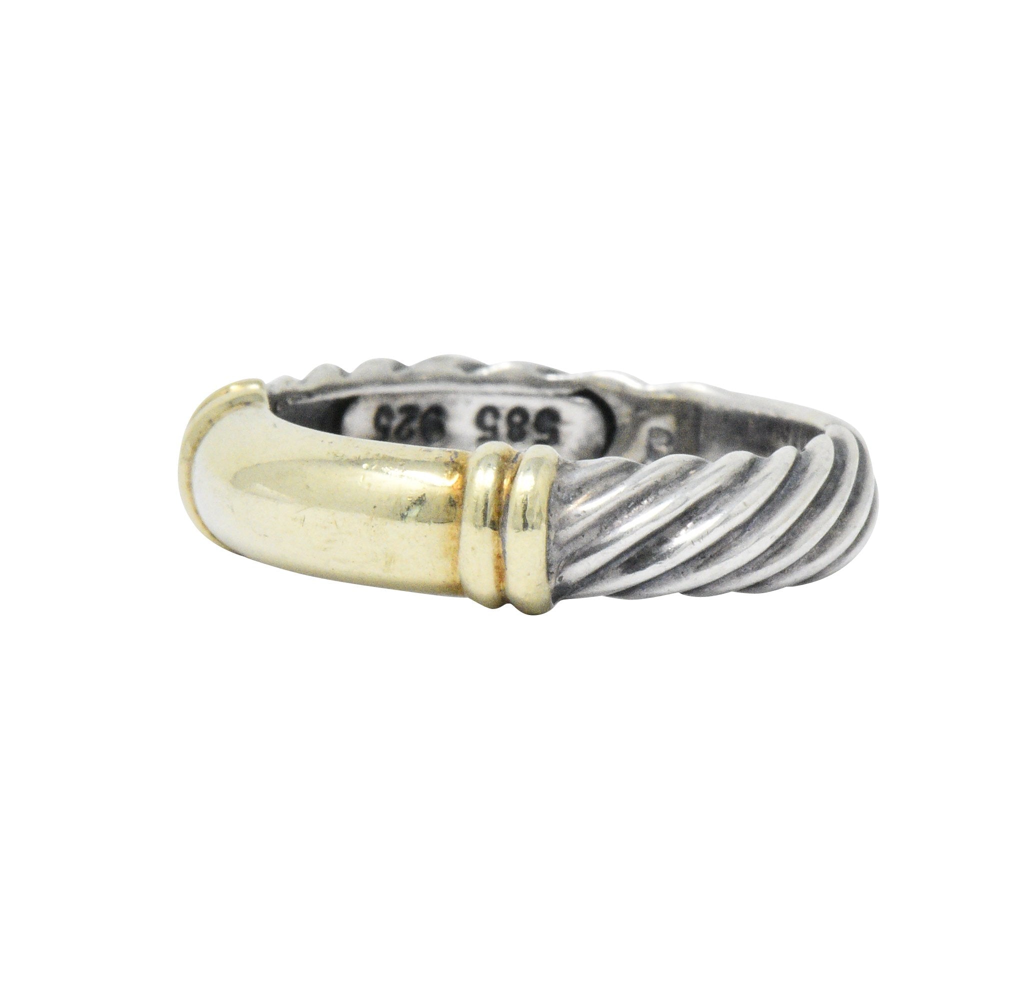 David Yurman 14 Karat Gold Sterling Silver Metro Cable Stack Band Ring Wilson's Estate Jewelry