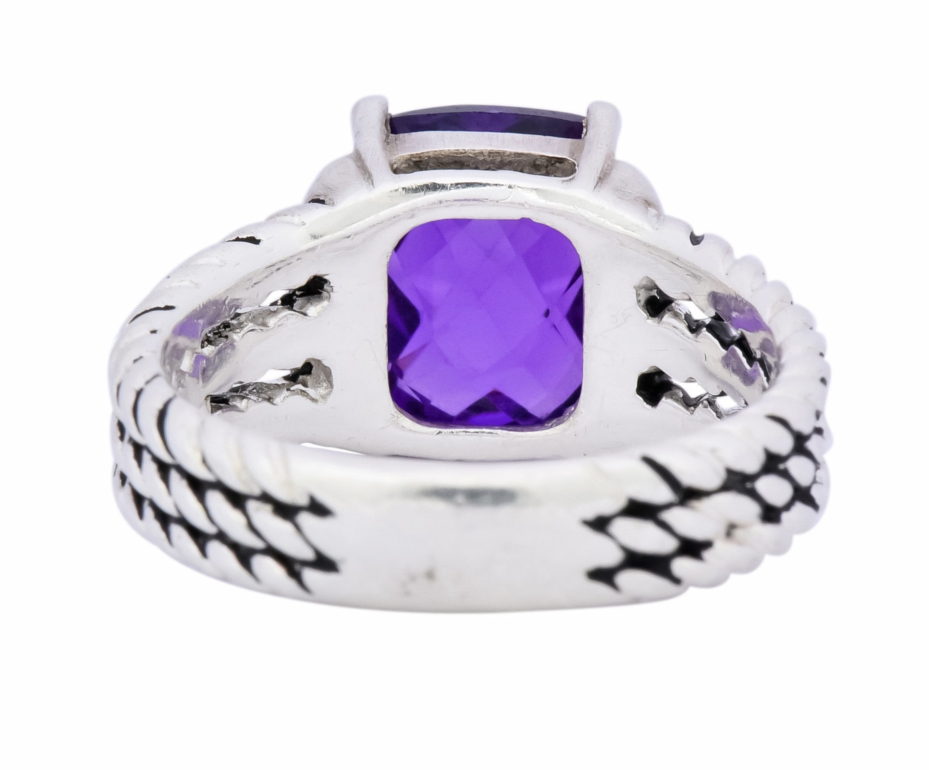 David Yurman Amethyst Diamond Sterling Silver Wheaton Ring - Wilson's Estate Jewelry