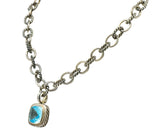 David Yurman Blue Topaz Sterling Silver Albion Enhancer Linked Necklace - Wilson's Estate Jewelry