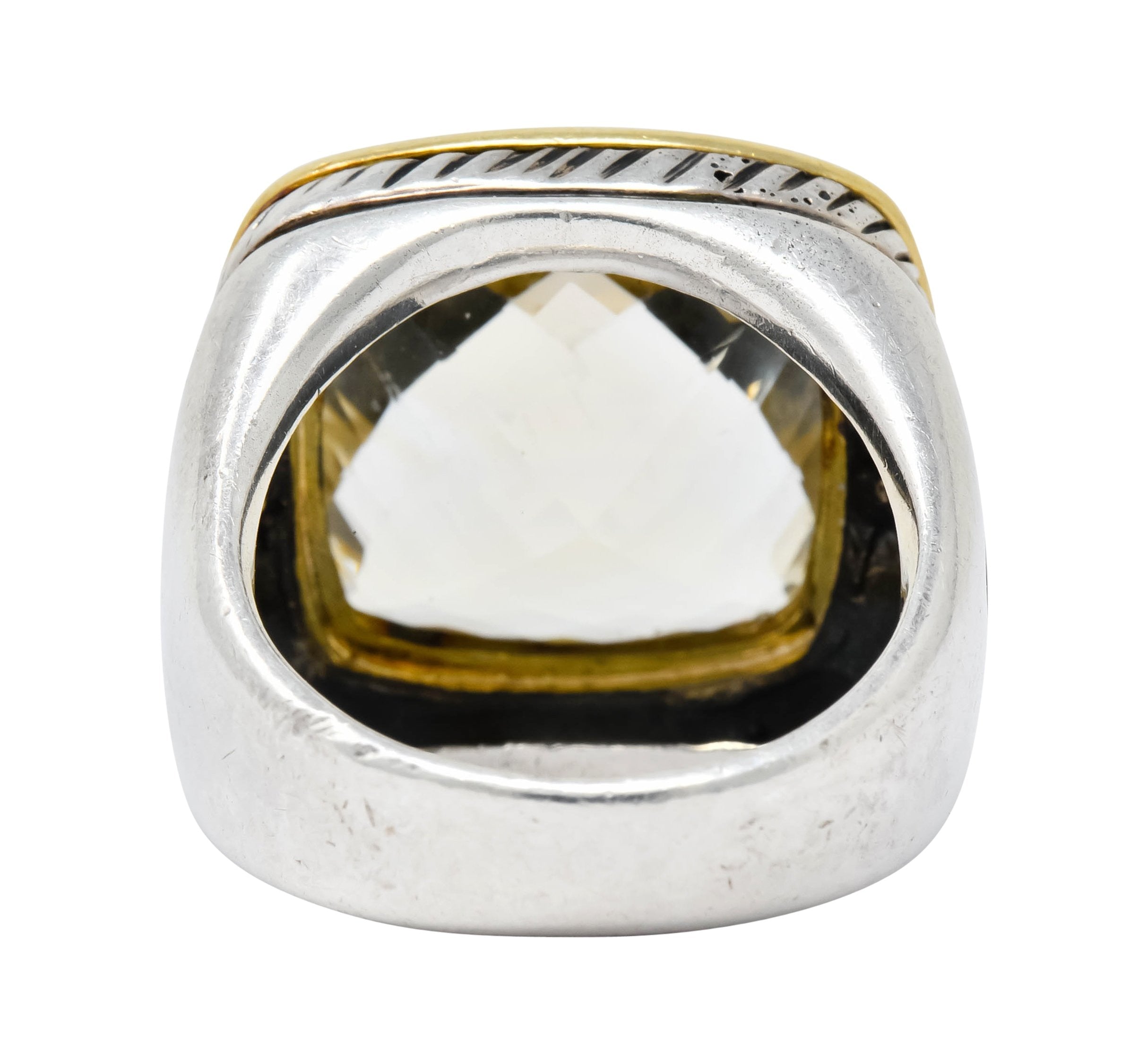 David Yurman Checkerboard Quartz 18 Karat Gold Sterling Silver Albion Cocktail Ring - Wilson's Estate Jewelry