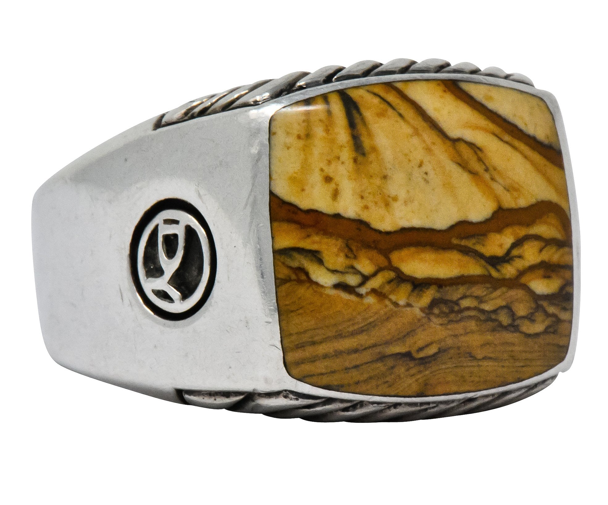 David Yurman Jasper Sterling Silver Men's Exotic Stone Ring - Wilson's Estate Jewelry