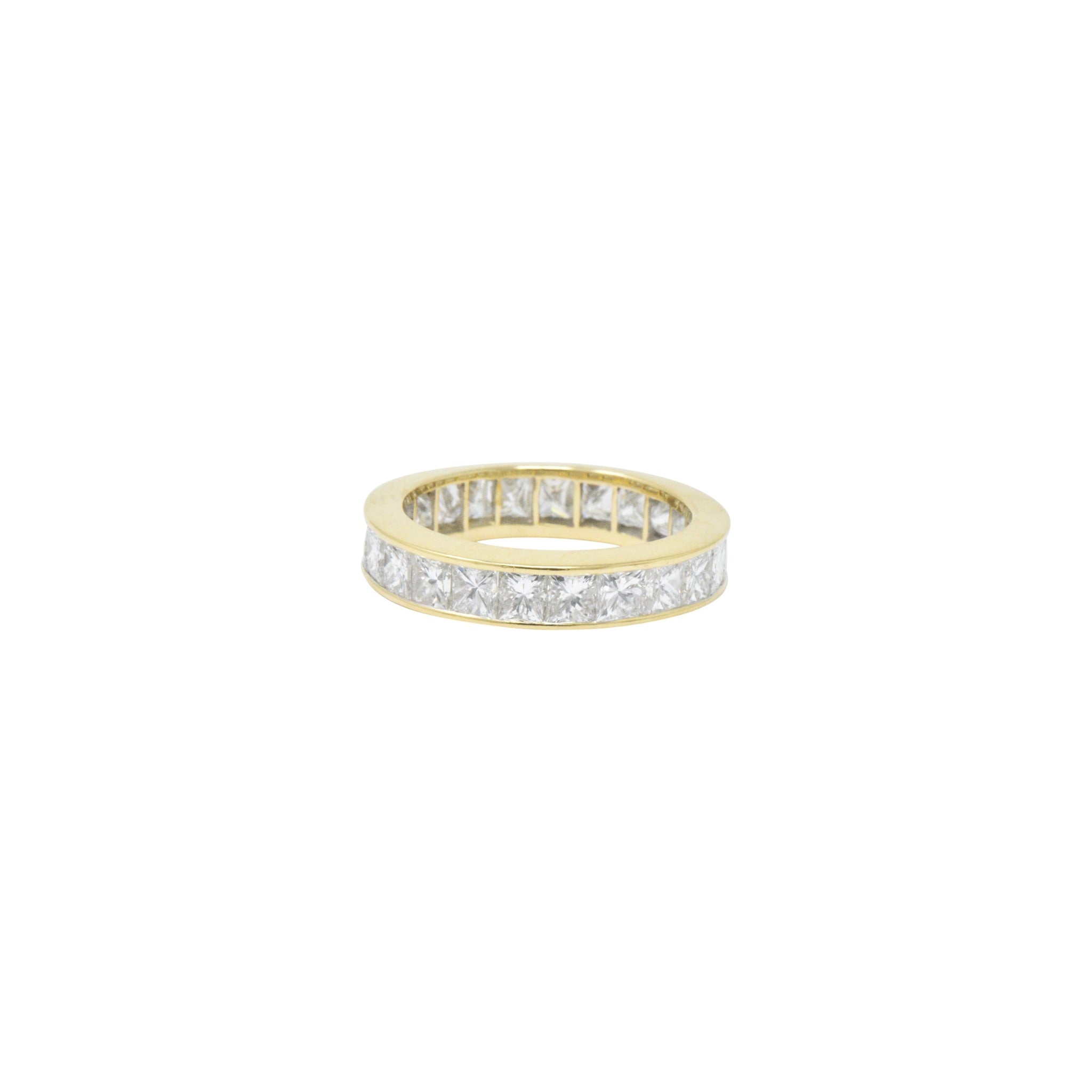 Dazzling 3.25 CTW Princess Cut Diamond 18 Karat Gold Eternity Band Ring Wilson's Estate Jewelry