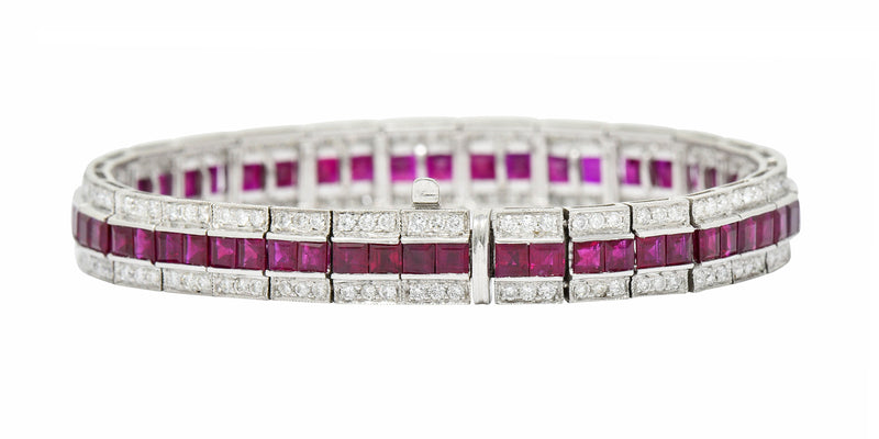 Vintage 14.00 CTW Ruby Diamond Platinum Line Braceletbracelet - Wilson's Estate Jewelry