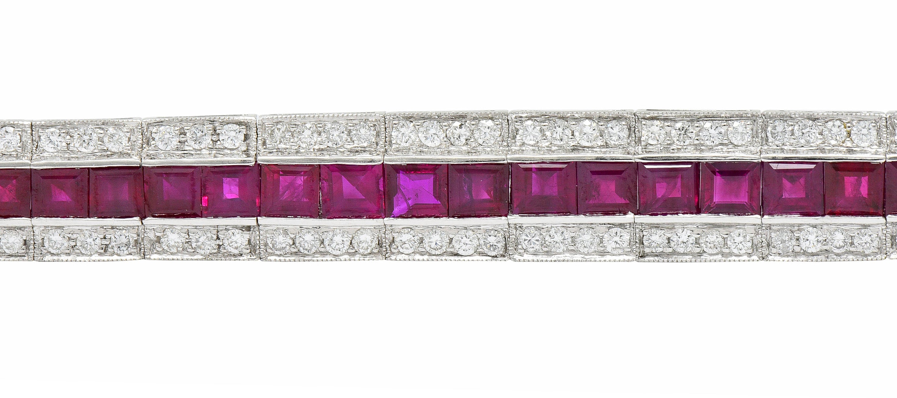 Vintage 14.00 CTW Ruby Diamond Platinum Line Braceletbracelet - Wilson's Estate Jewelry