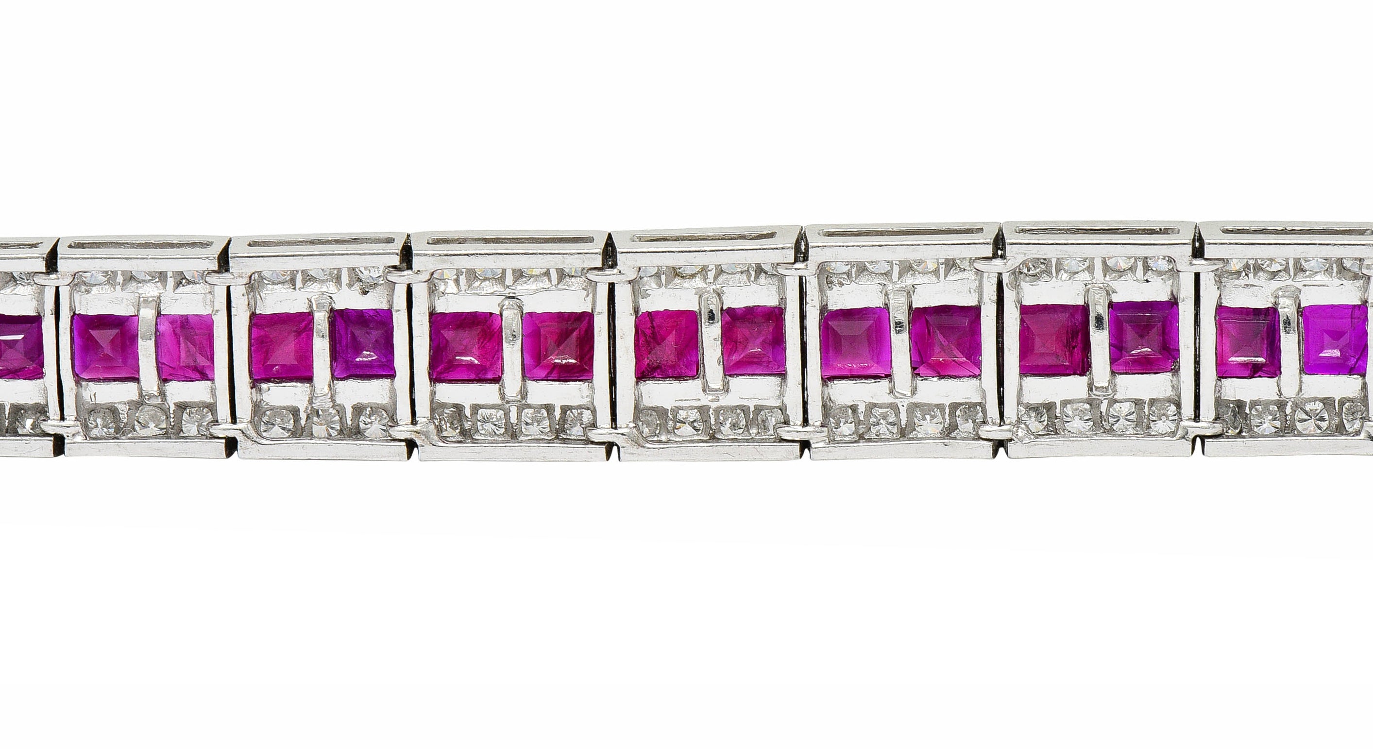 Vintage 14.00 CTW Ruby Diamond Platinum Line Braceletbracelet - Wilson's Estate Jewelry