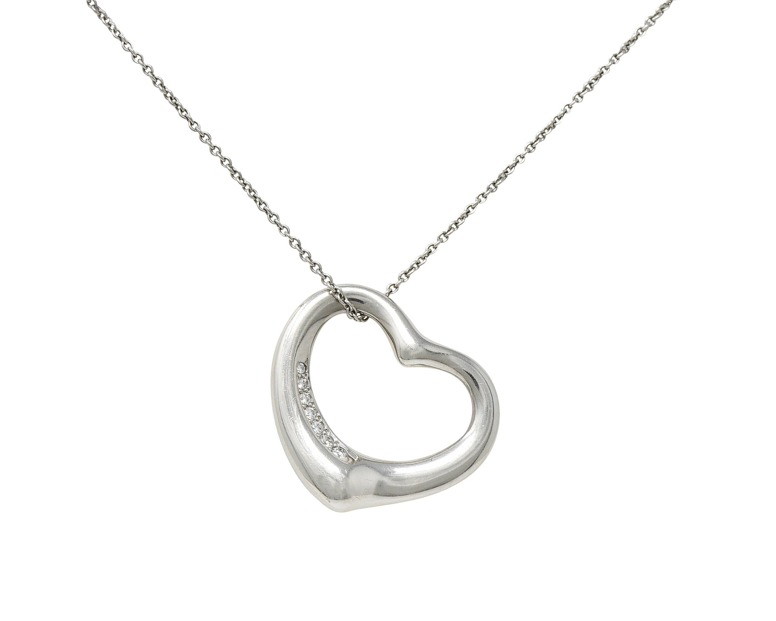 Elsa Peretti Tiffany & Co. Diamond Platinum 22 MM Open Heart Pendant NecklaceNecklace - Wilson's Estate Jewelry