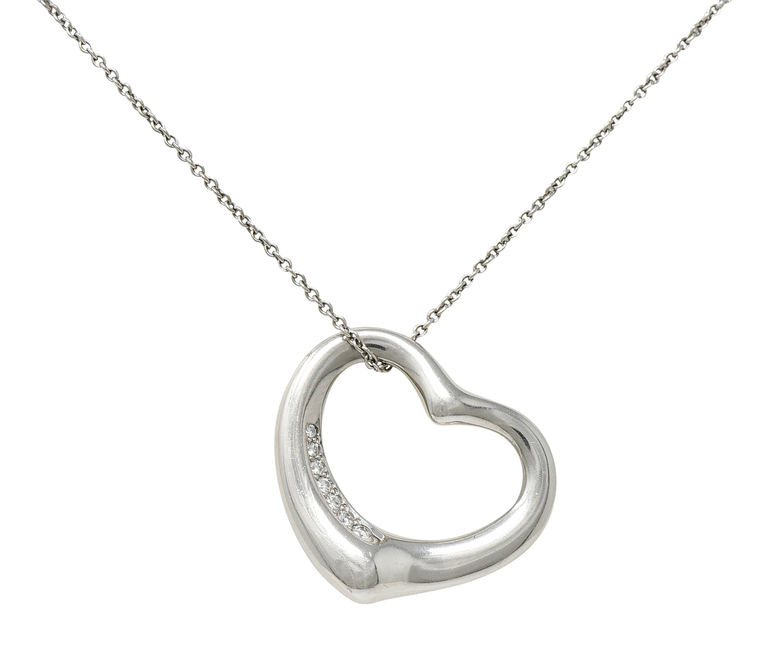 Elsa Peretti Tiffany & Co. Diamond Platinum 22 MM Open Heart Pendant NecklaceNecklace - Wilson's Estate Jewelry