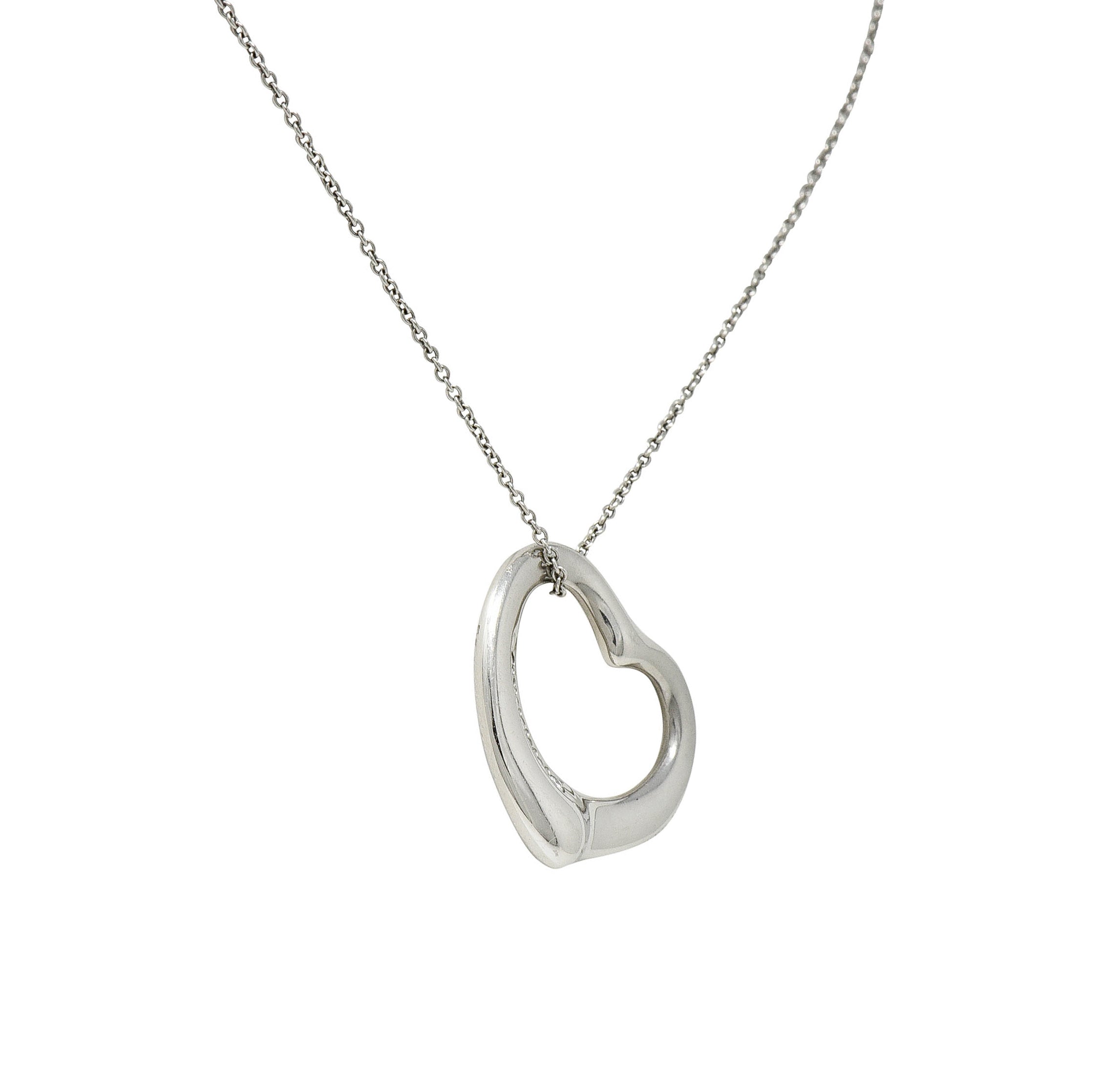 Elsa Peretti Tiffany & Co. Diamond Platinum 22 MM Open Heart Pendant NecklaceNecklace - Wilson's Estate Jewelry