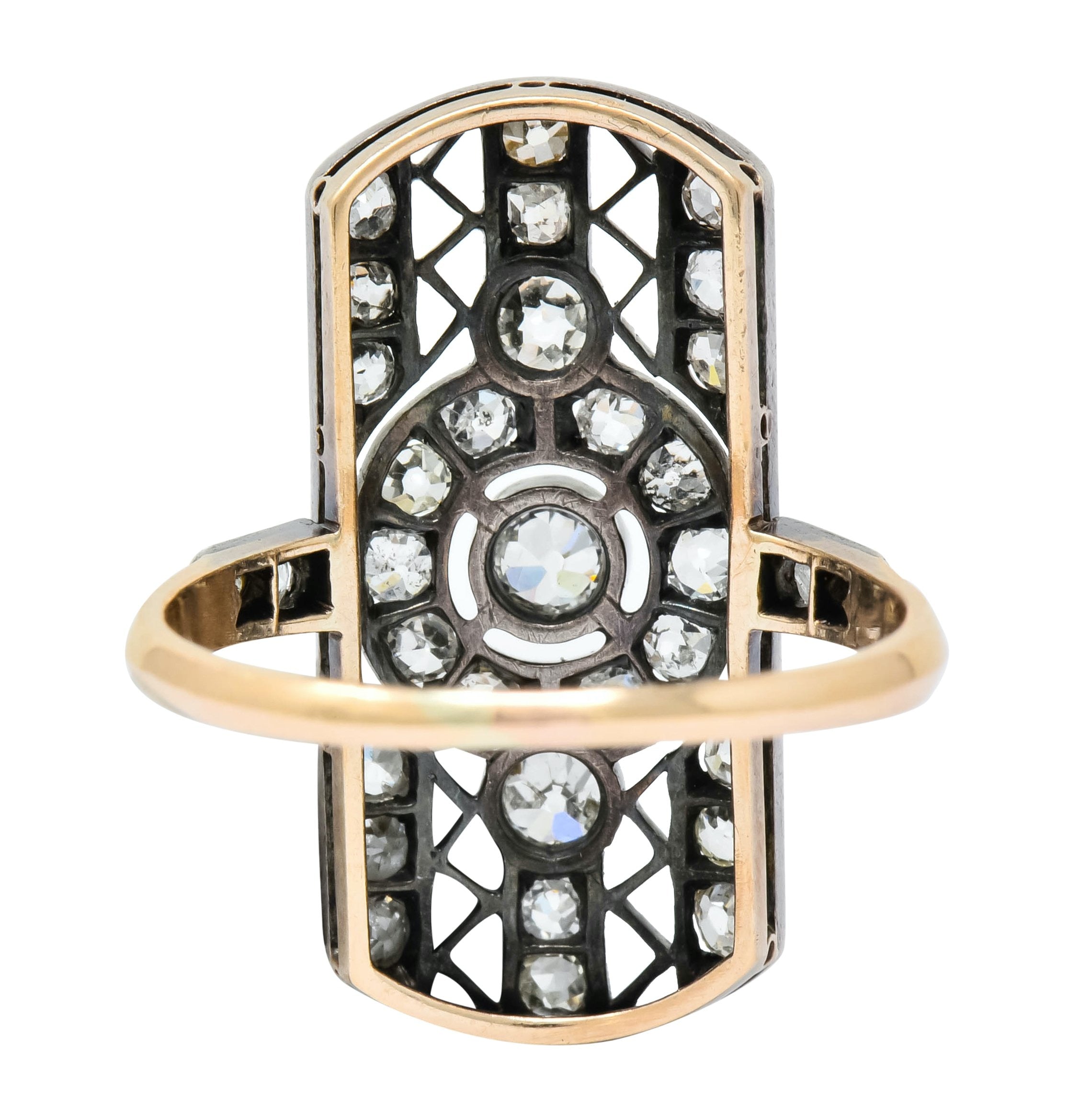 Early Victorian 1.98 CTW Diamond Silver-Topped 14 Karat Gold Dinner Ring - Wilson's Estate Jewelry