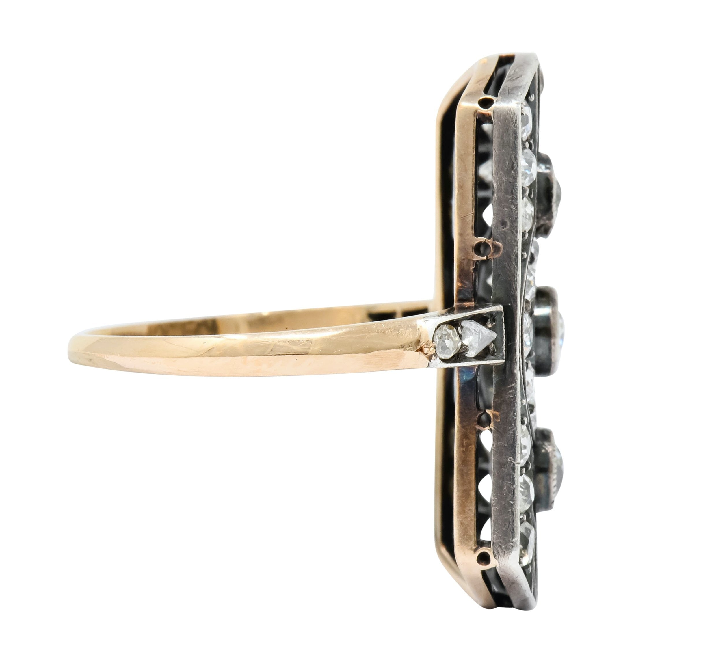 Early Victorian 1.98 CTW Diamond Silver-Topped 14 Karat Gold Dinner Ring - Wilson's Estate Jewelry