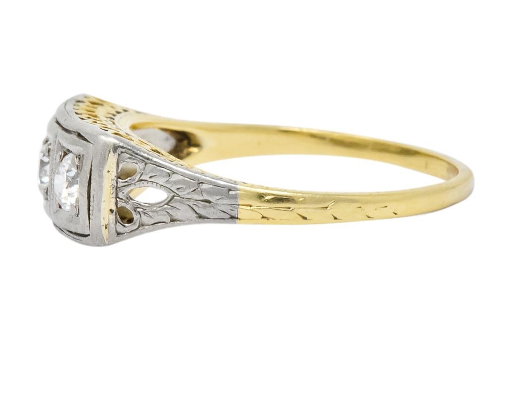 Edwardian 0.30 CTW Diamond Platinum-Topped 14 Karat Gold Ring - Wilson's Estate Jewelry