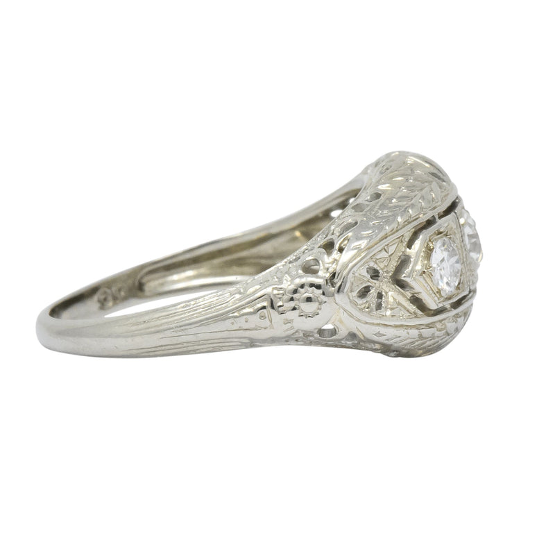 Edwardian 0.40 CTW Diamond 18 Karat White Gold Engagement Ring - Wilson's Estate Jewelry