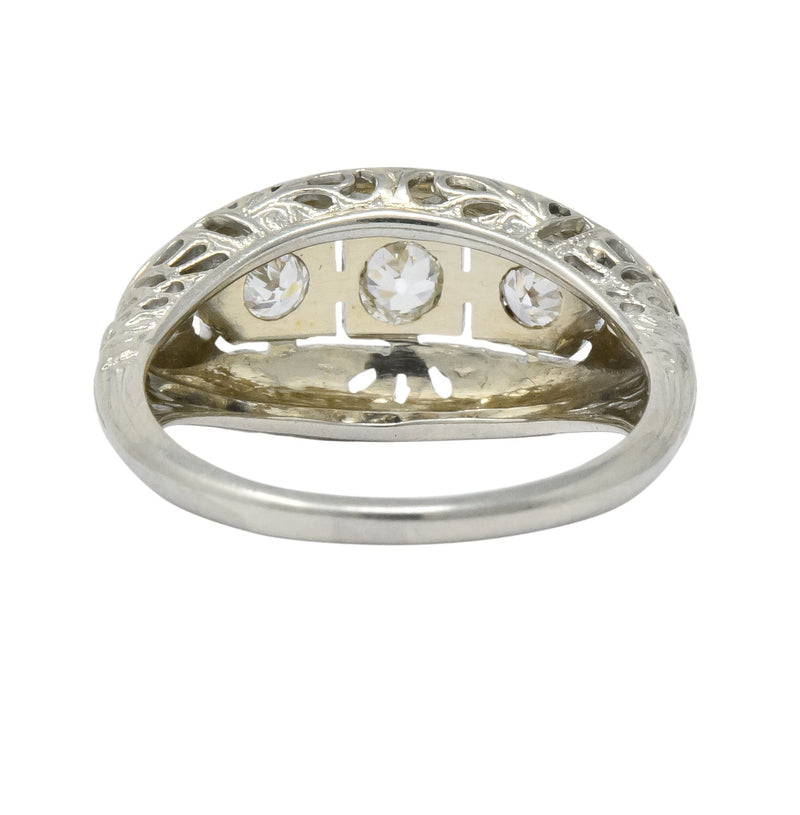 Edwardian 0.40 CTW Diamond 18 Karat White Gold Engagement Ring - Wilson's Estate Jewelry