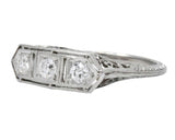 Edwardian 0.45 CTW Old European Diamond Platinum Three Stone Ring - Wilson's Estate Jewelry