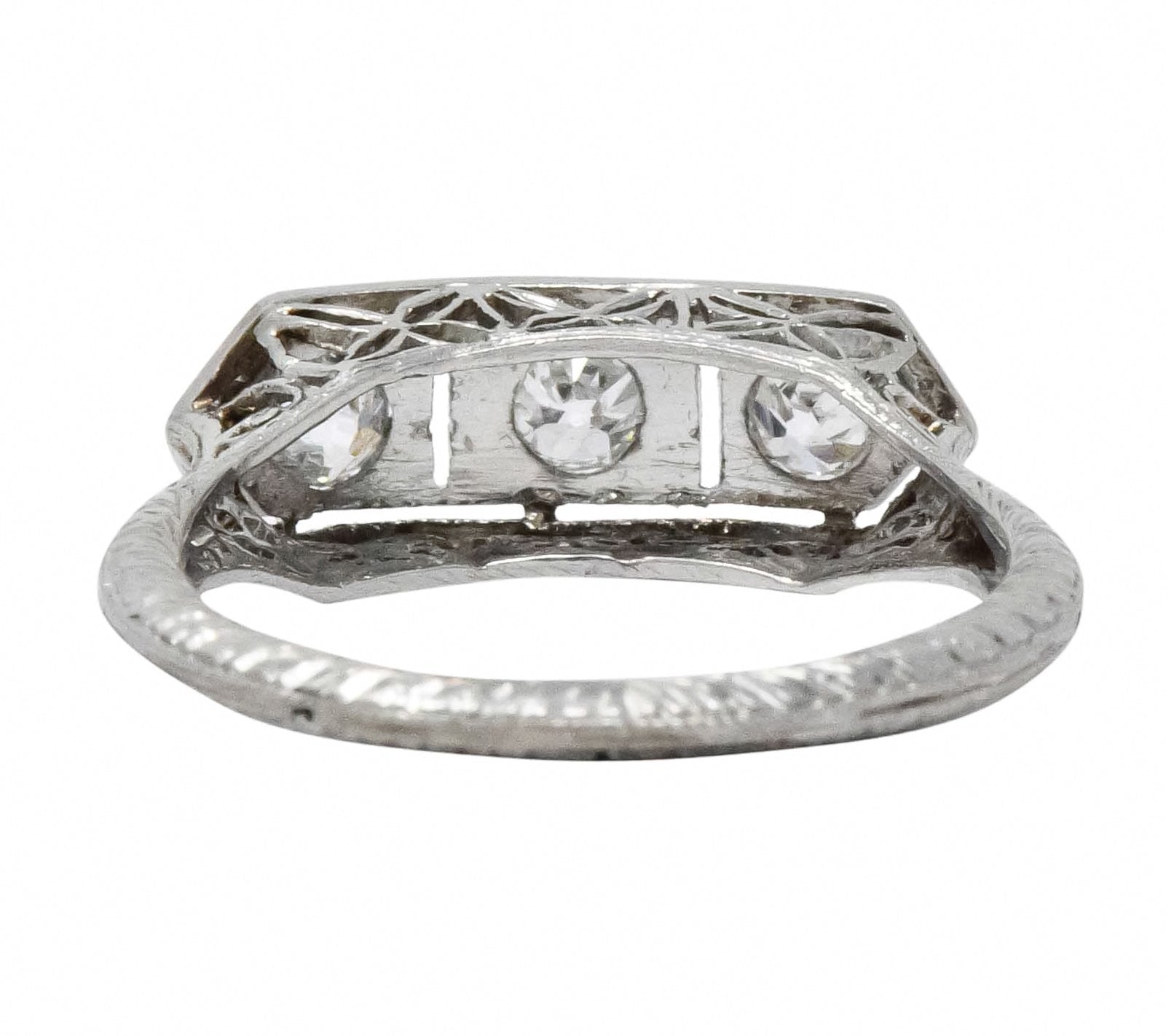 Edwardian 0.45 CTW Old European Diamond Platinum Three Stone Ring - Wilson's Estate Jewelry