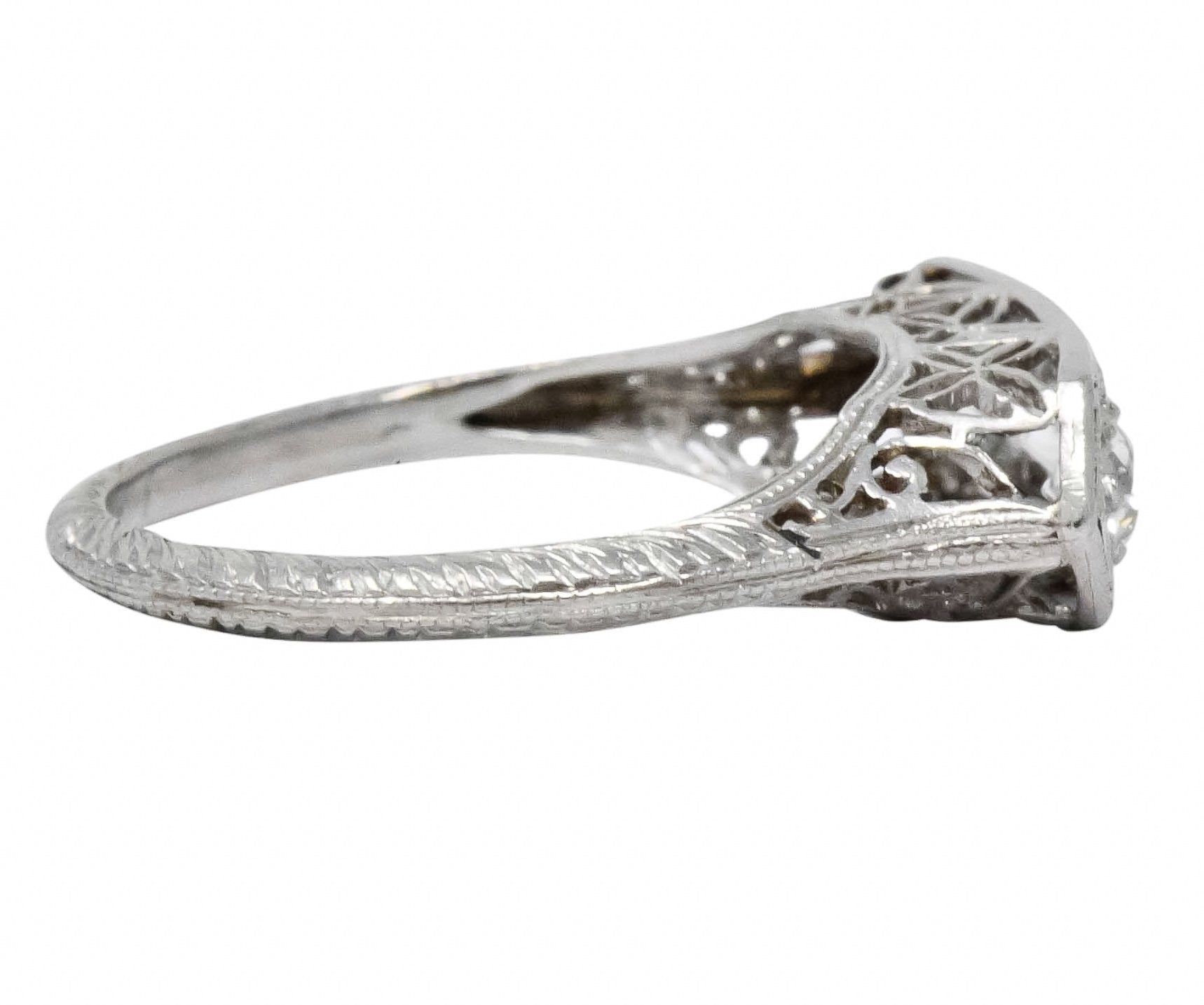 Edwardian 0.45 CTW Old European Diamond Platinum Three Stone Ring - Wilson's Estate Jewelry