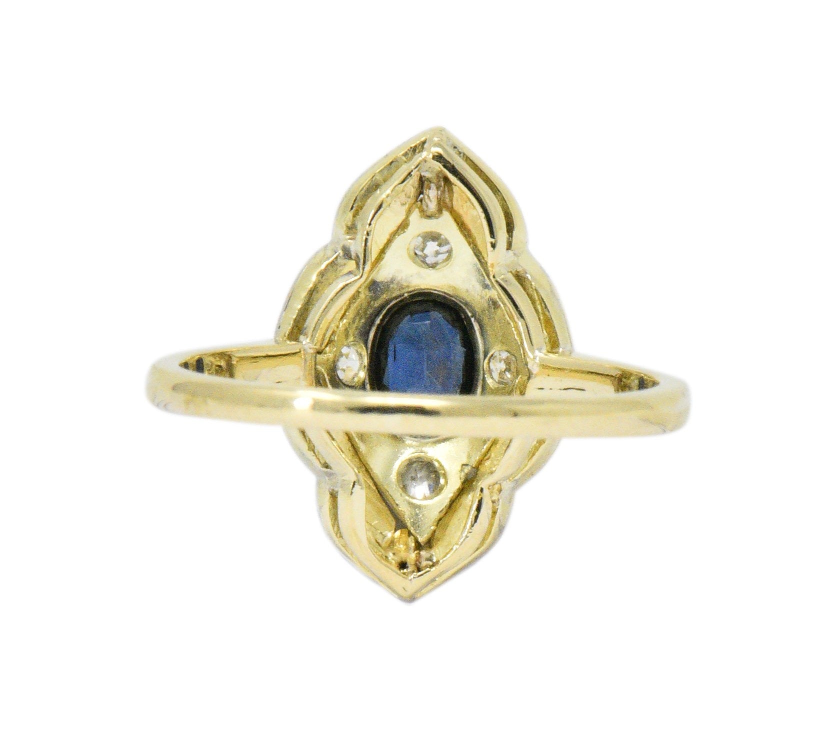 Edwardian 0.50 CTW Sapphire Diamond Platinum-Topped 18 Karat Gold Ring Wilson's Estate Jewelry