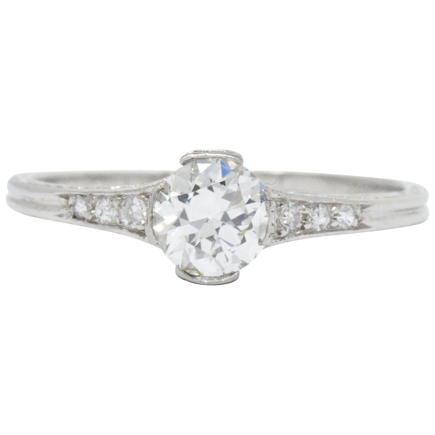 Edwardian 0.63 CTW Diamond And Platinum Engagement Ring, GIA Wilson's Estate Jewelry