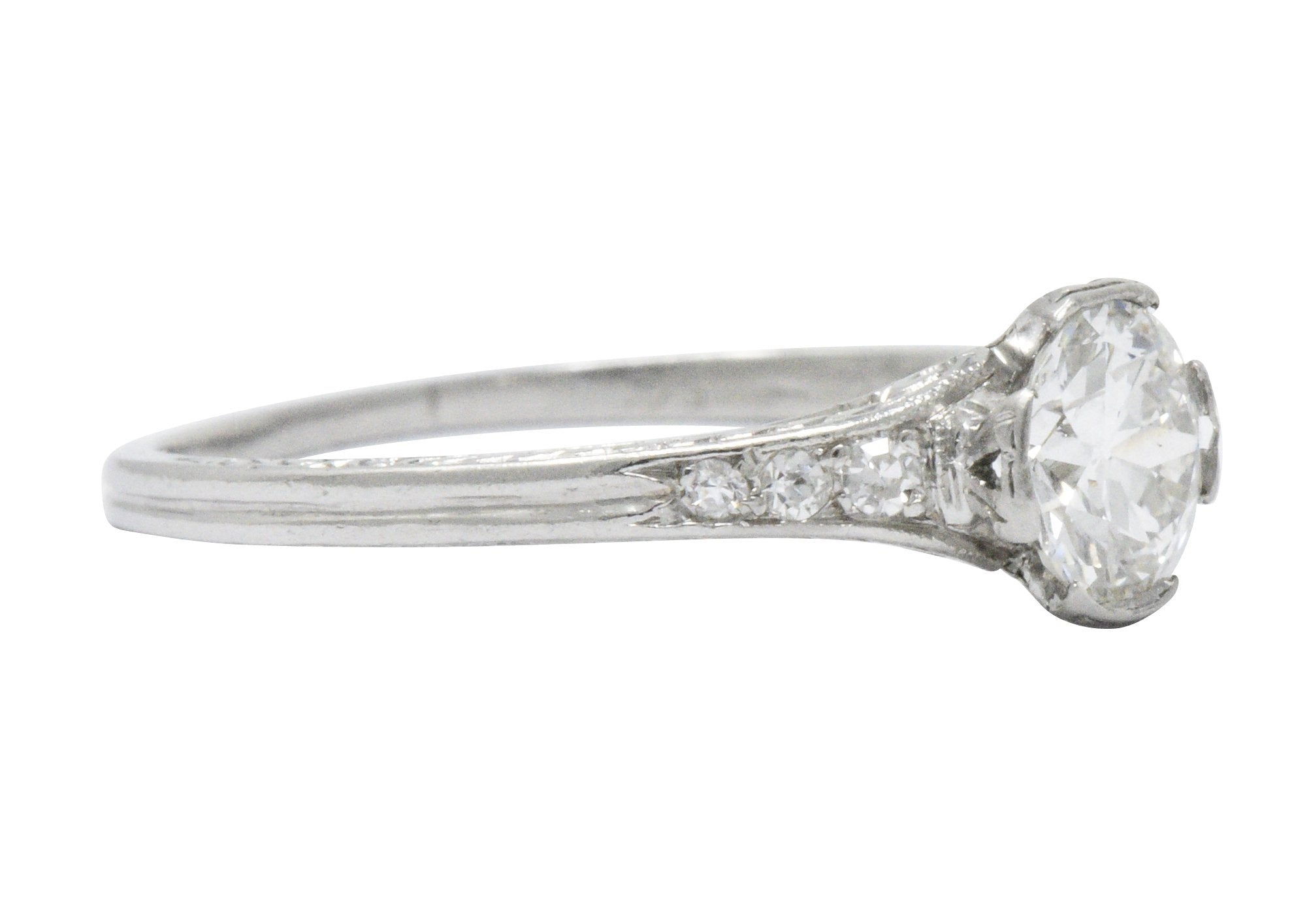 Edwardian 0.63 CTW Diamond And Platinum Engagement Ring, GIA Wilson's Estate Jewelry